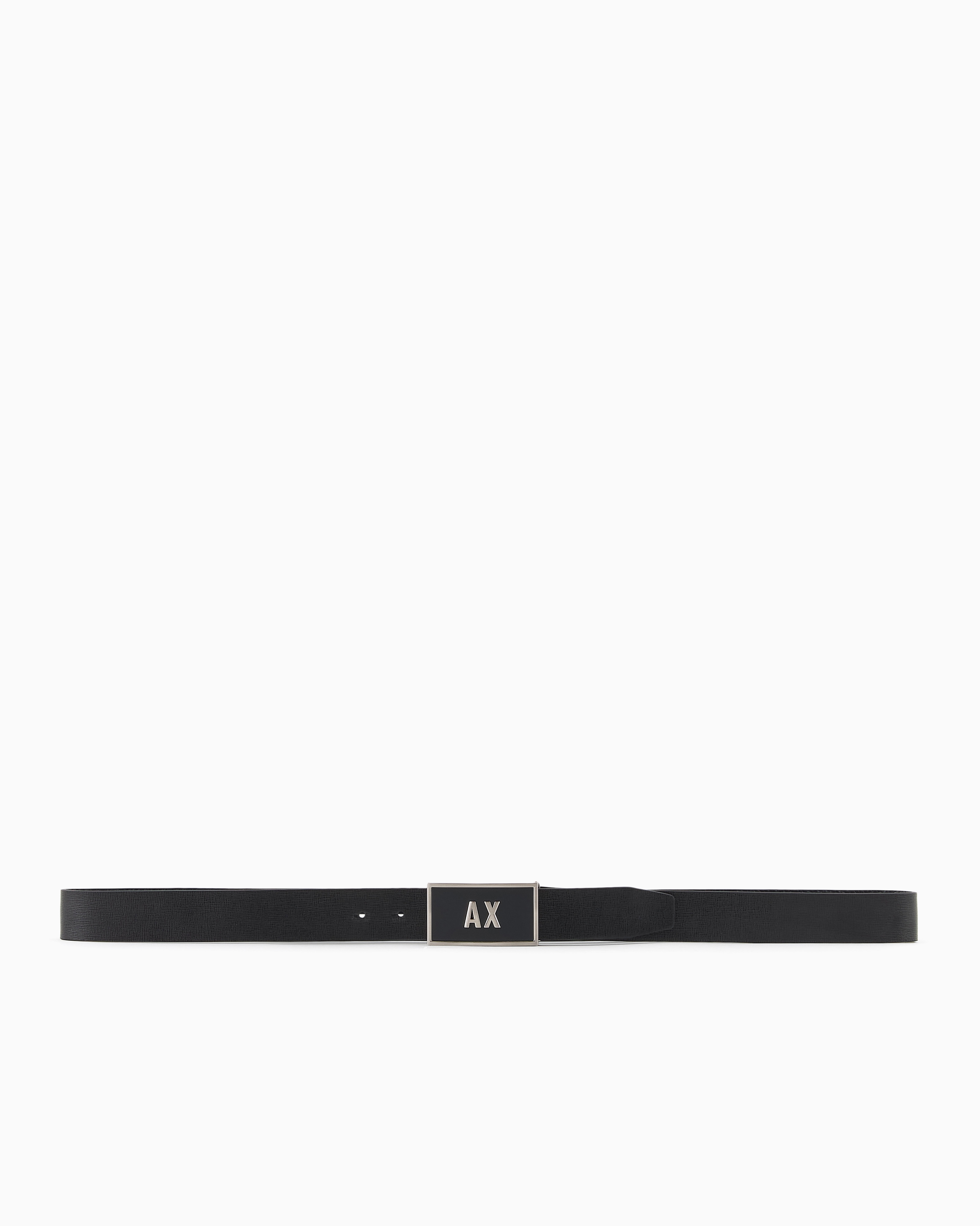 Armani Exchange Leather Belt Set With Two Prongs In Black