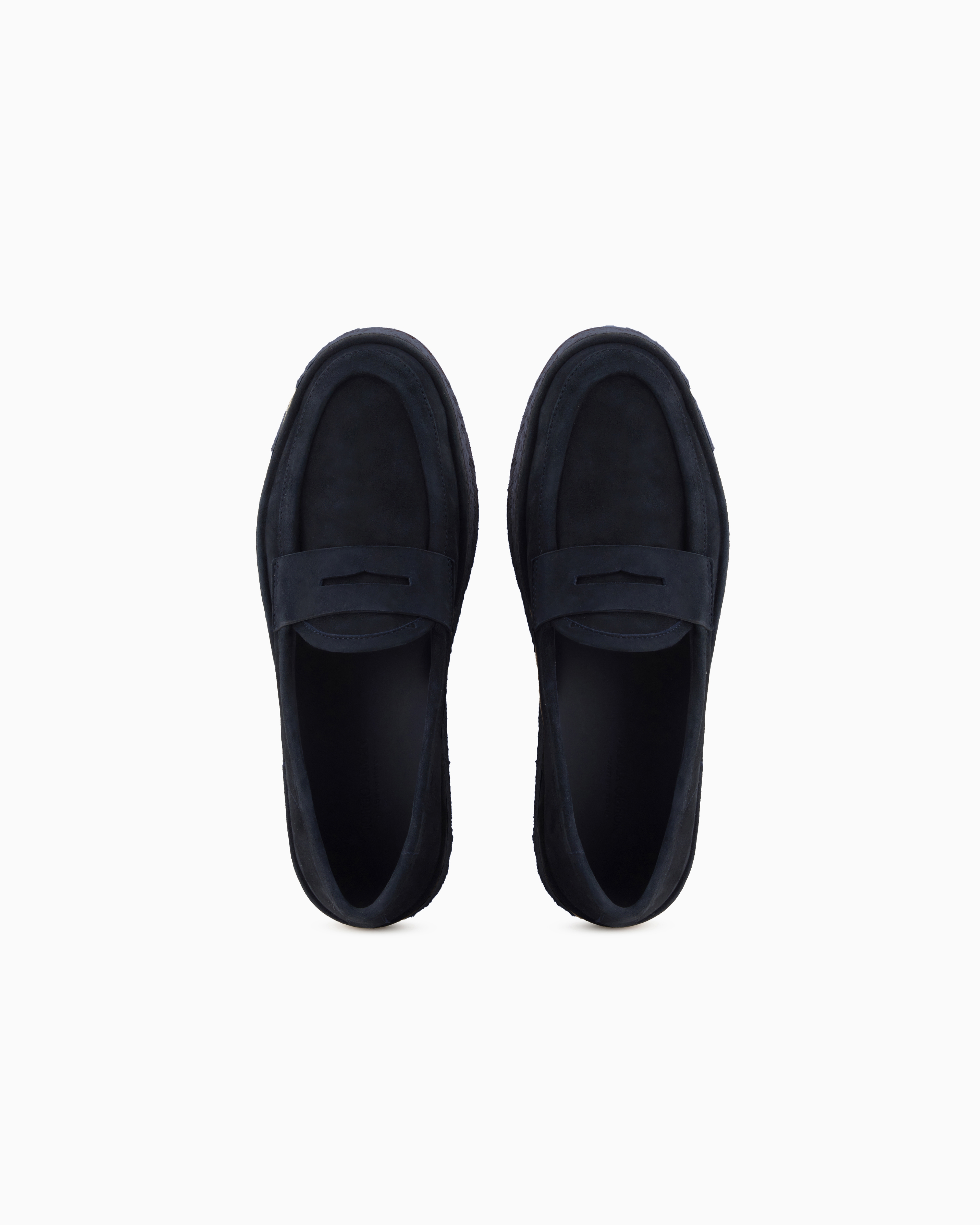 Giorgio Armani Suede Loafers With A Rope Sole In Blue