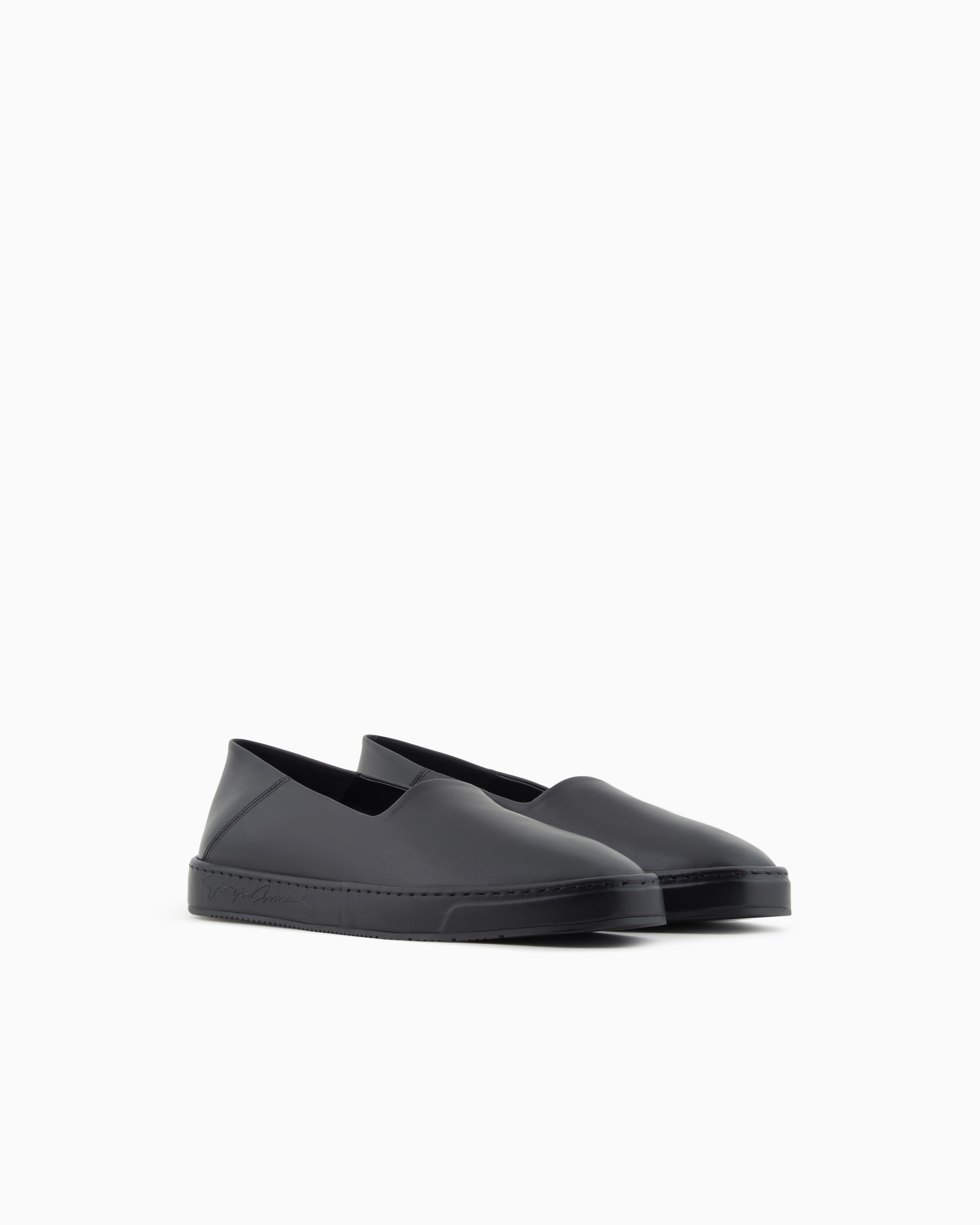 Giorgio Armani Leather Loafers In Black