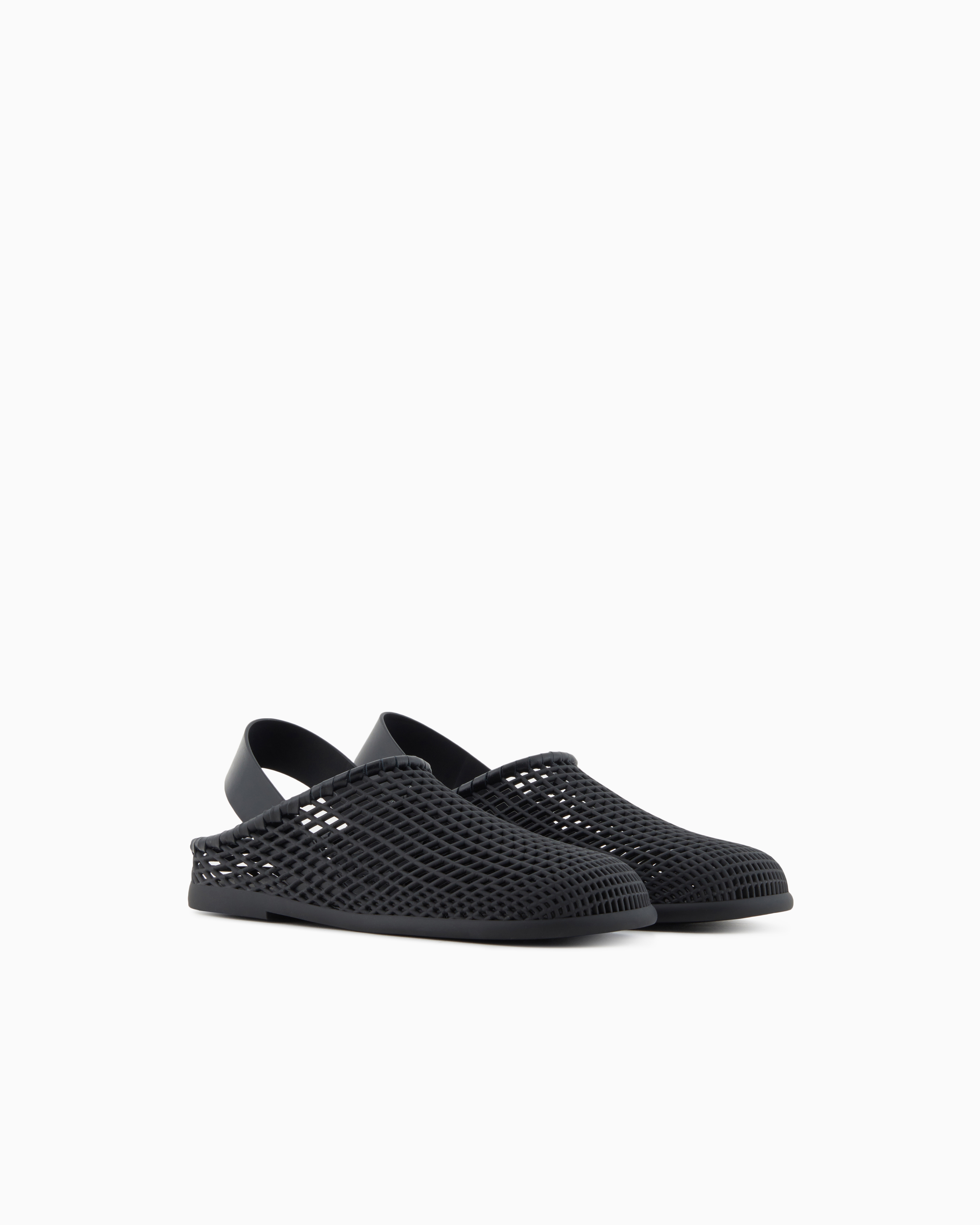 Giorgio Armani Leather And Rubber Sandals In Black
