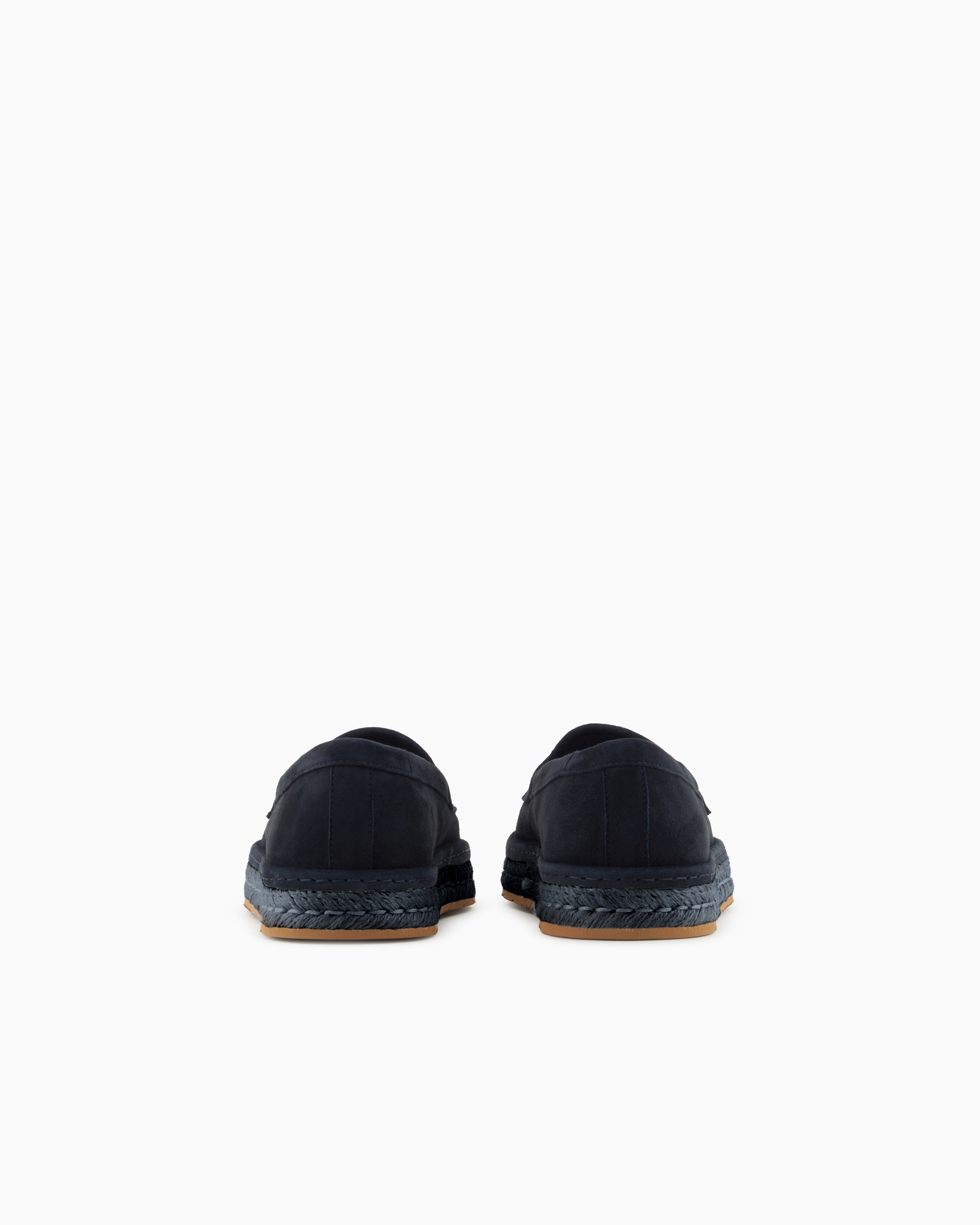 Giorgio Armani Suede Loafers With A Rope Sole In Blue