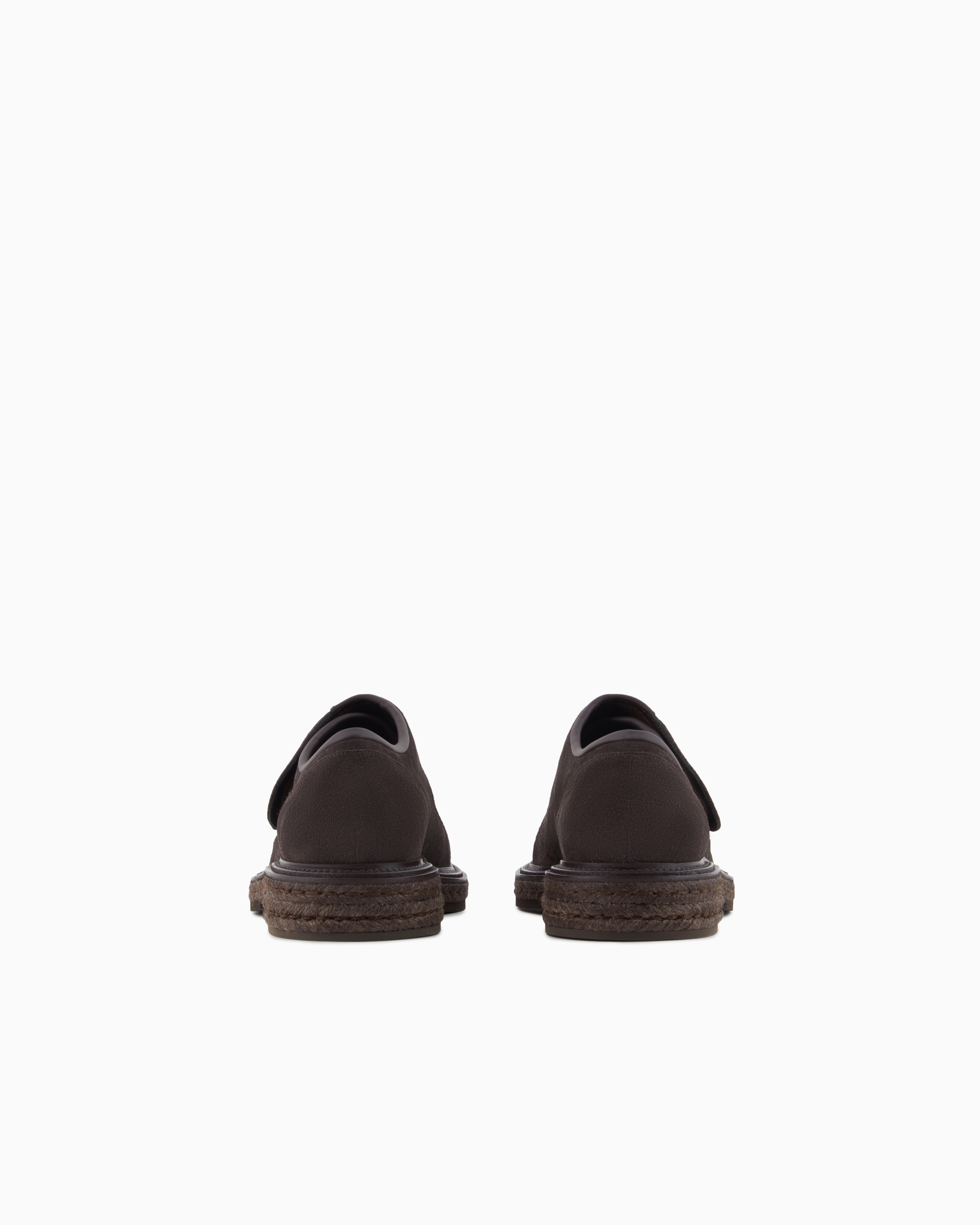 Giorgio Armani Nappa-leather Derby Shoes With Strap Fastener In Brown