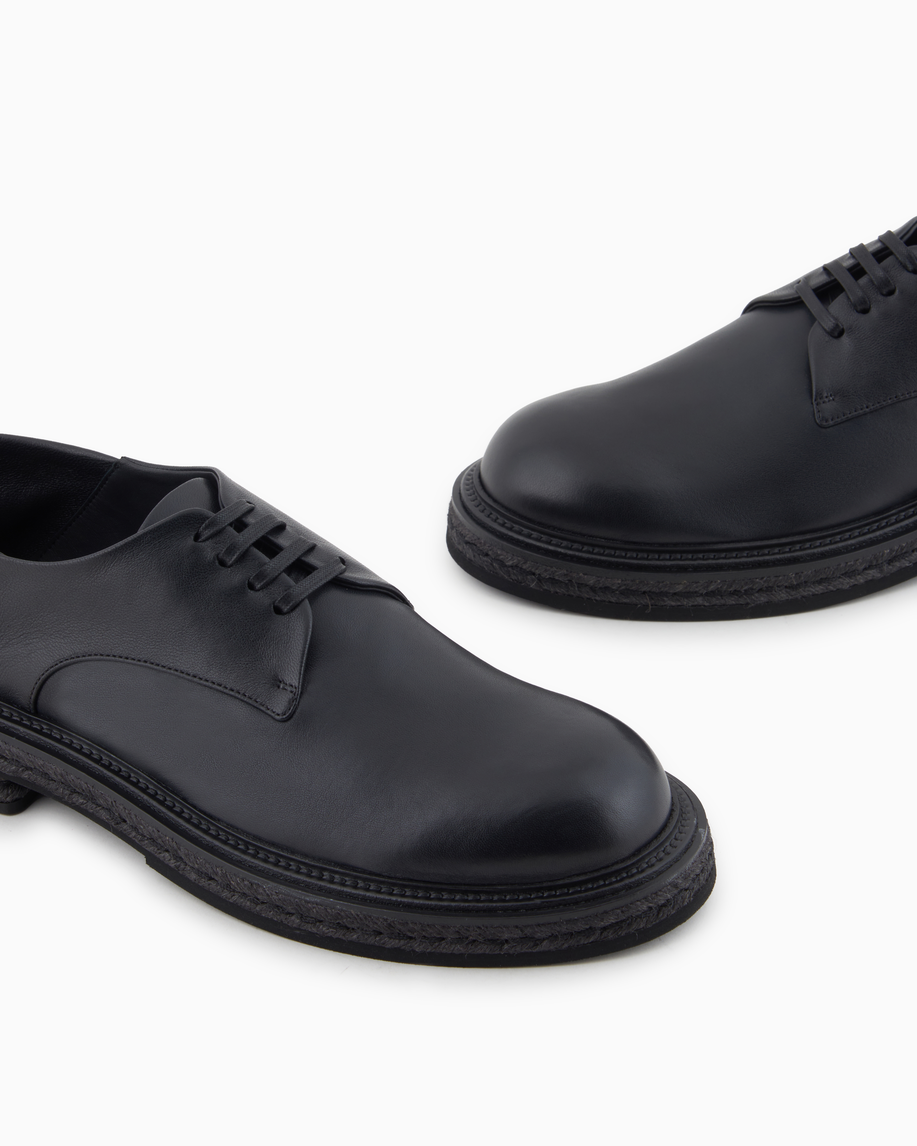 Giorgio Armani Nappa-leather Derby Shoes In Black