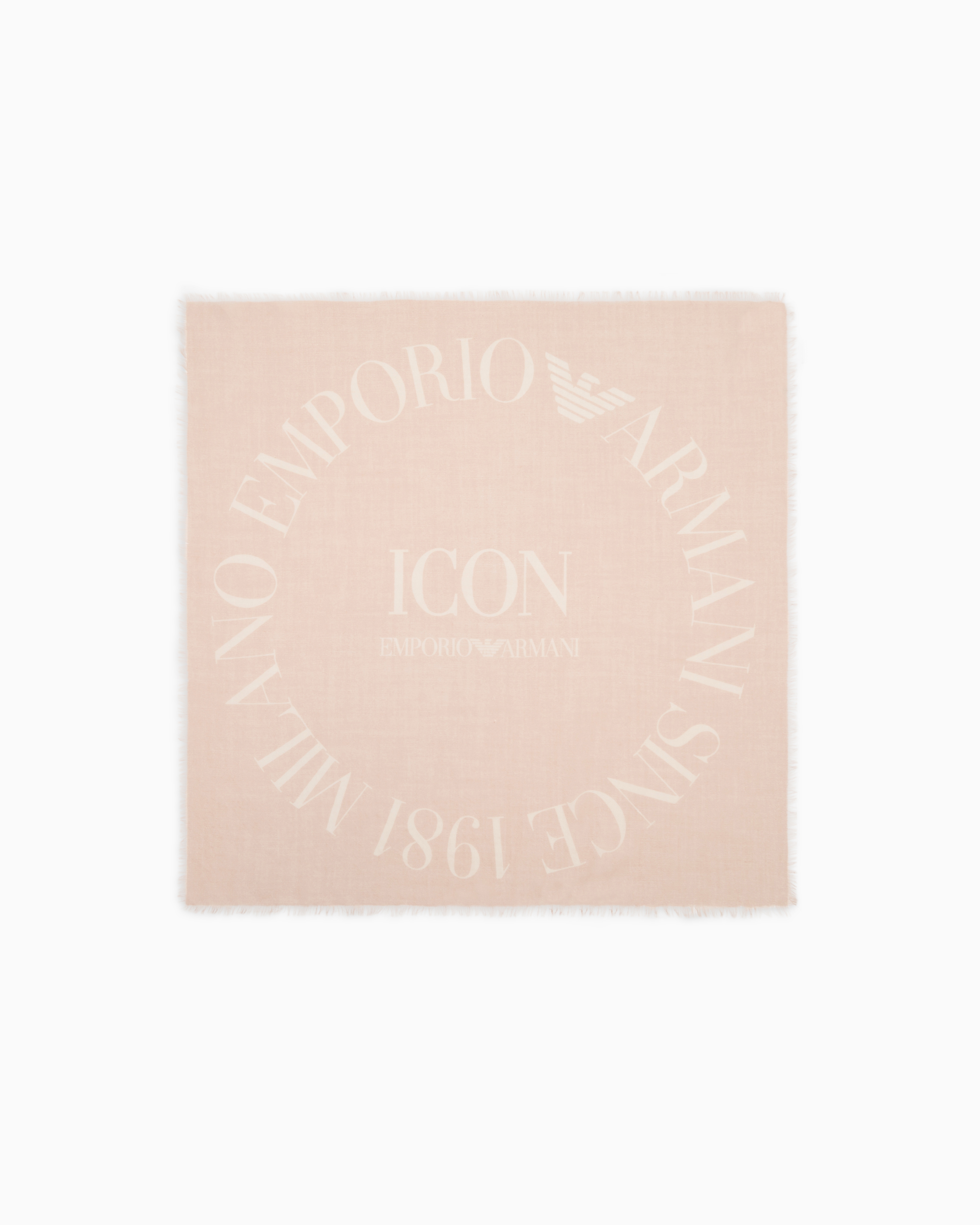 Emporio Armani Official Store Pure Cashmere Foulard With Icon Logo Print In Beige