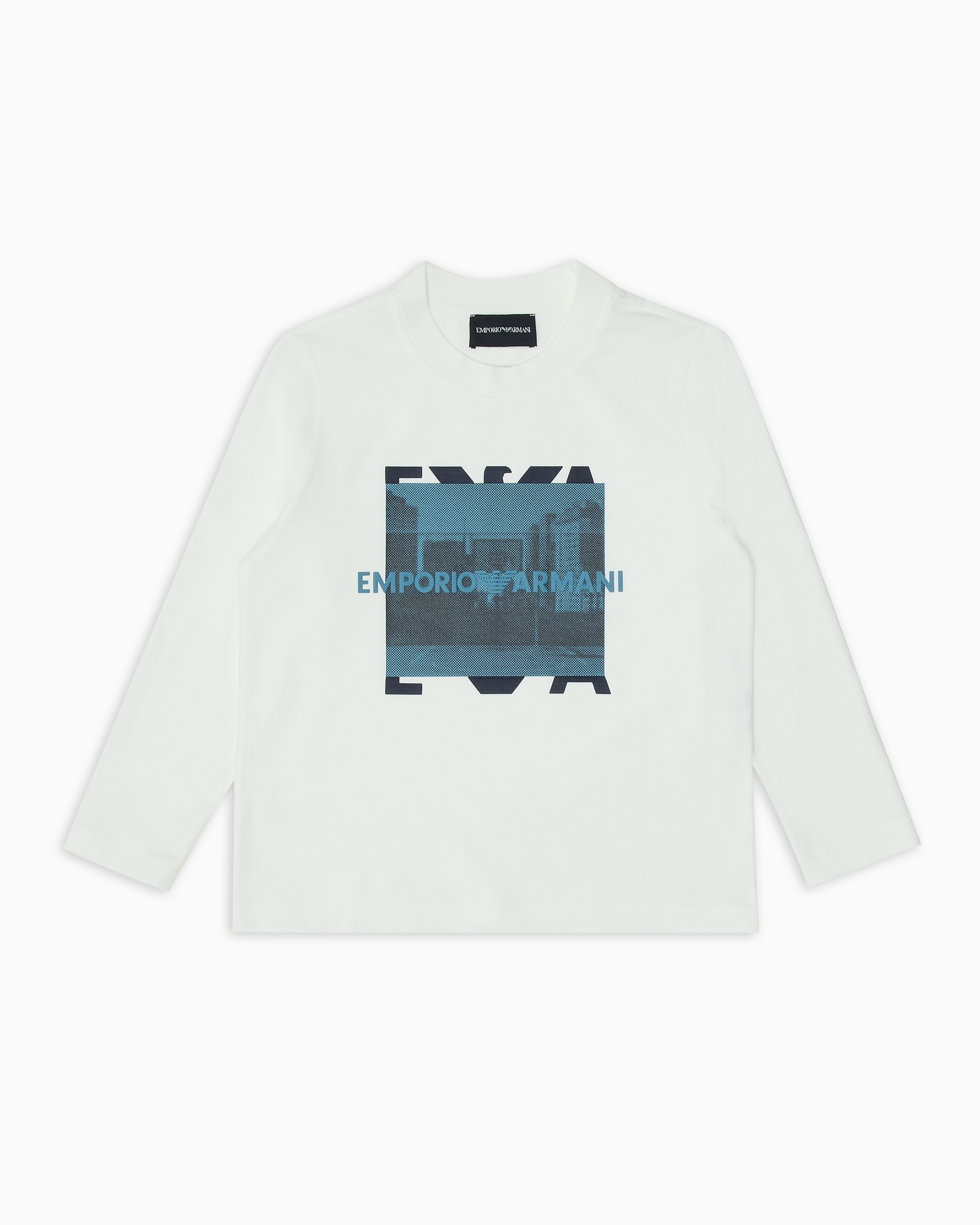 Shop Emporio Armani Asv Comfort-fit Jersey Jumper With Basketball Court Print In White