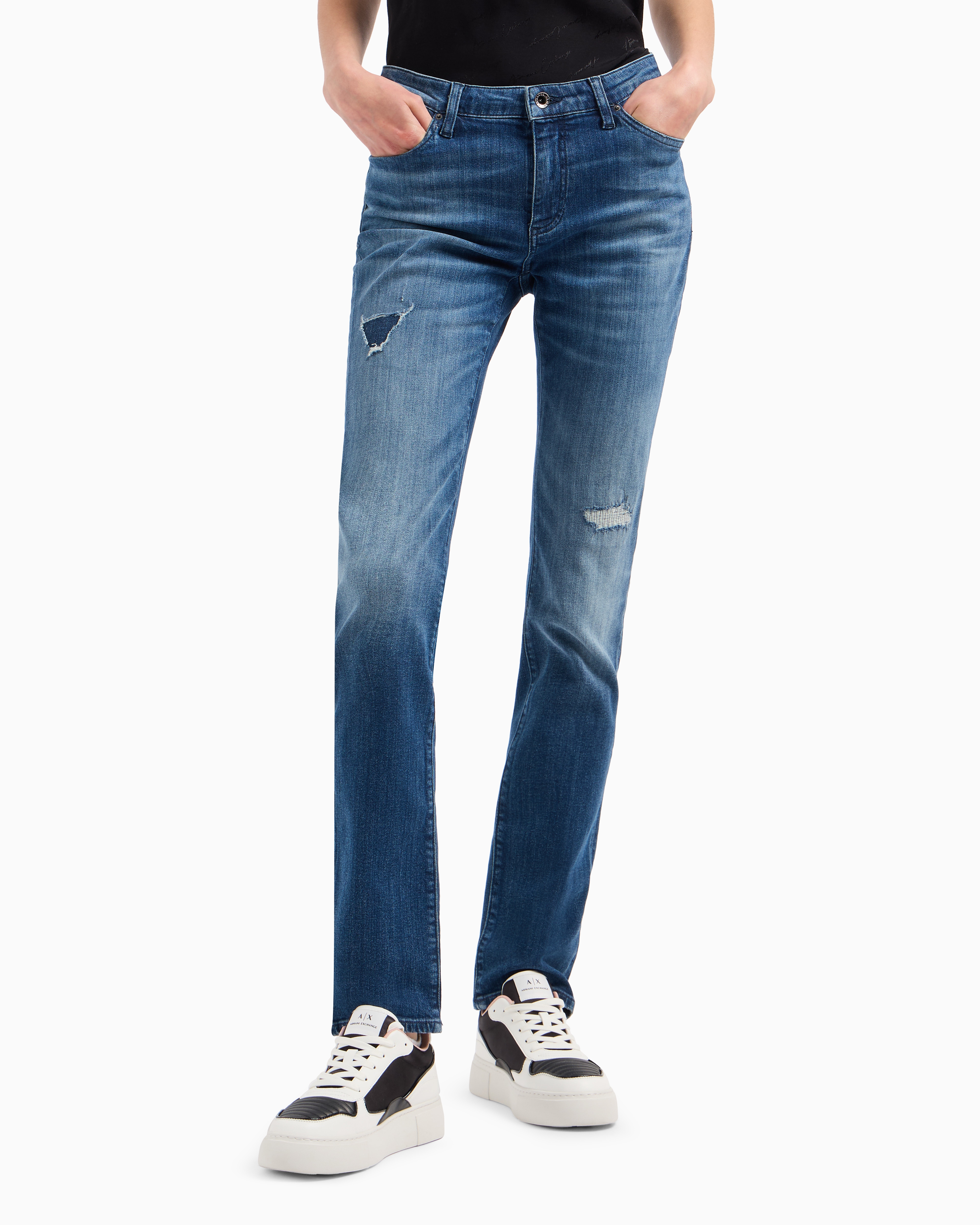 Shop Armani Exchange J45 Slim Fit Jeans In Stretch Denim In Blue