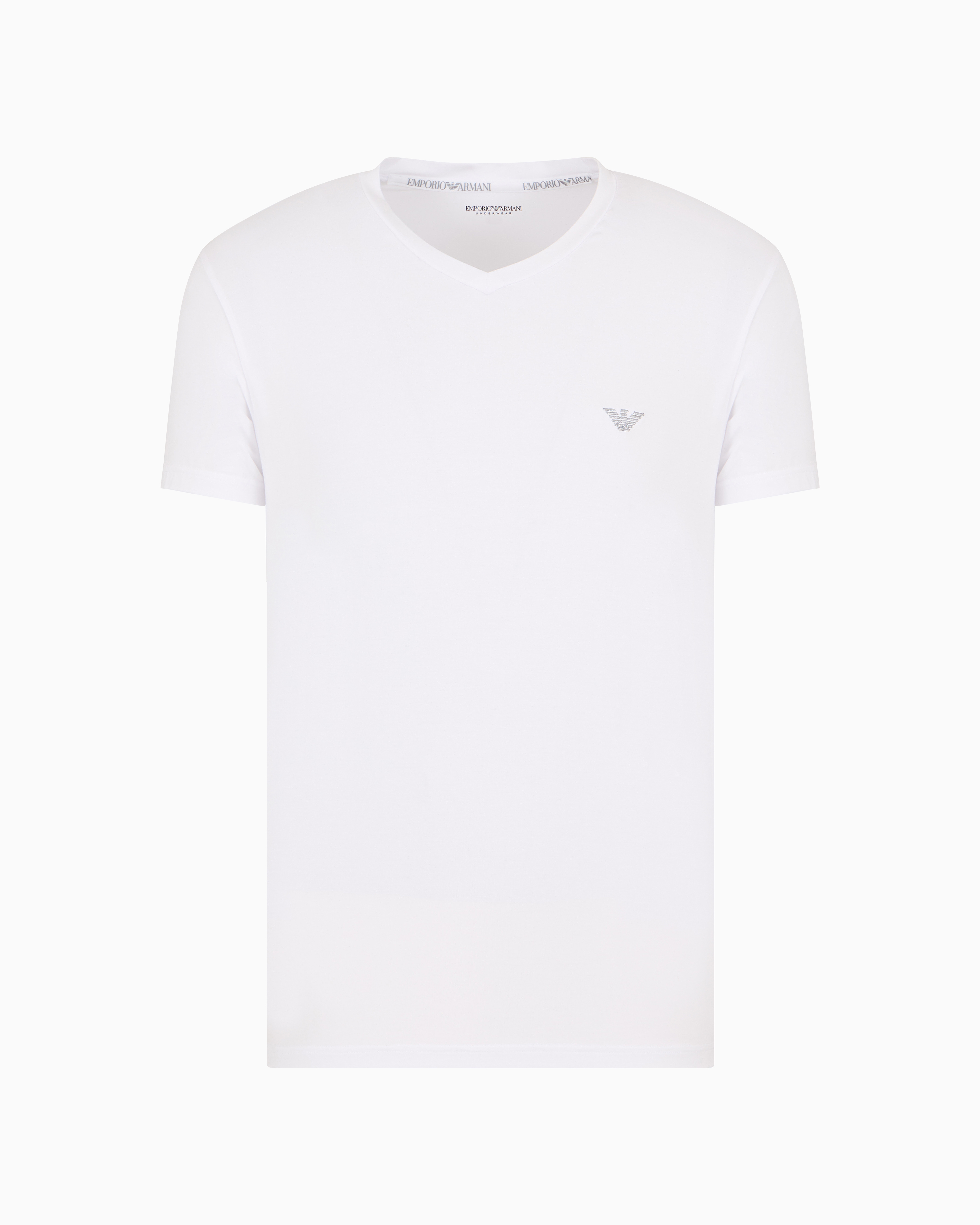 Shop Emporio Armani Loungewear T-shirt Mit V-ausschnitt In Fitted Fit Aus Weichem Modal In Weiss