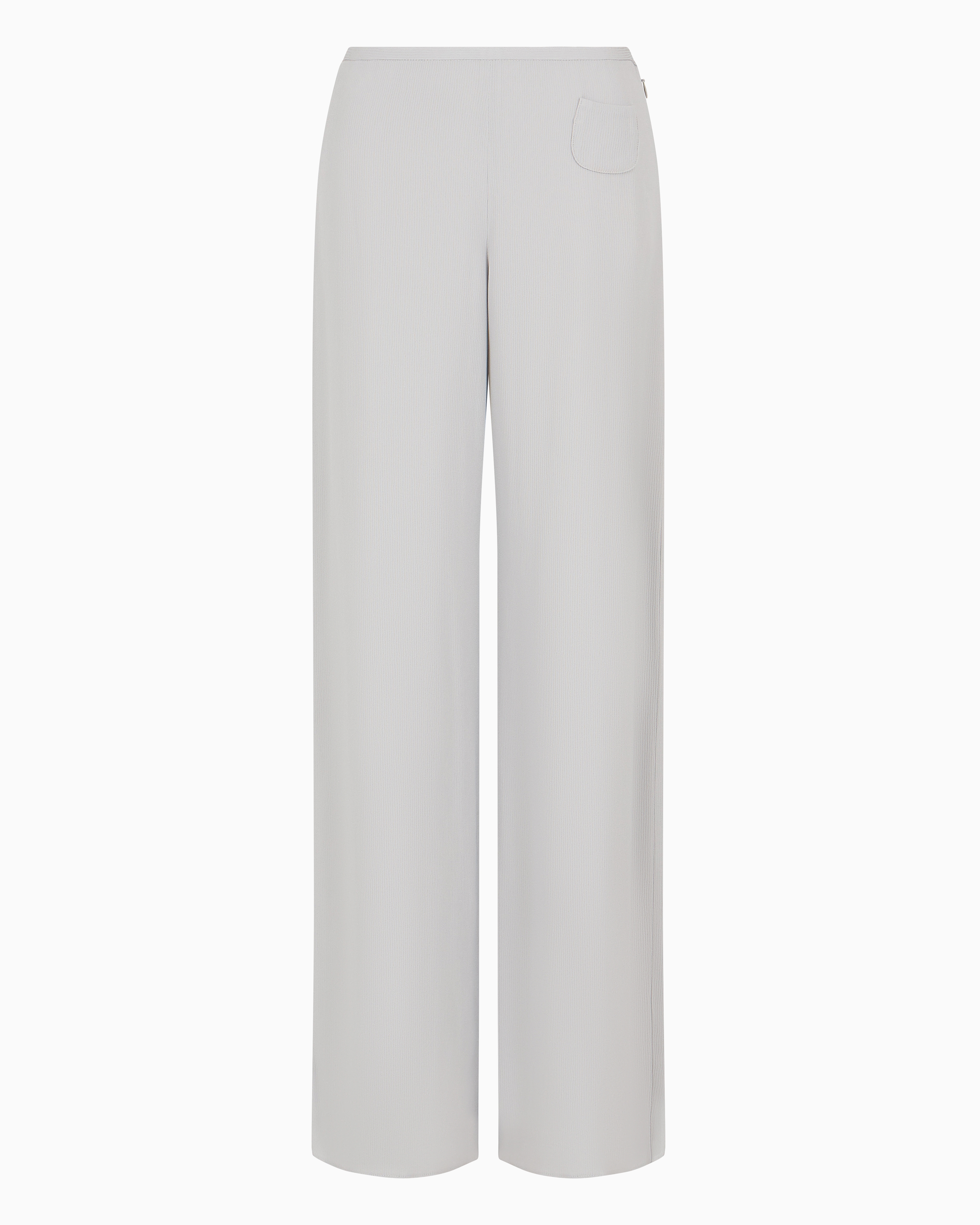 Emporio Armani Icon Canneté Cady Palazzo Trousers With Small Pocket In Grau