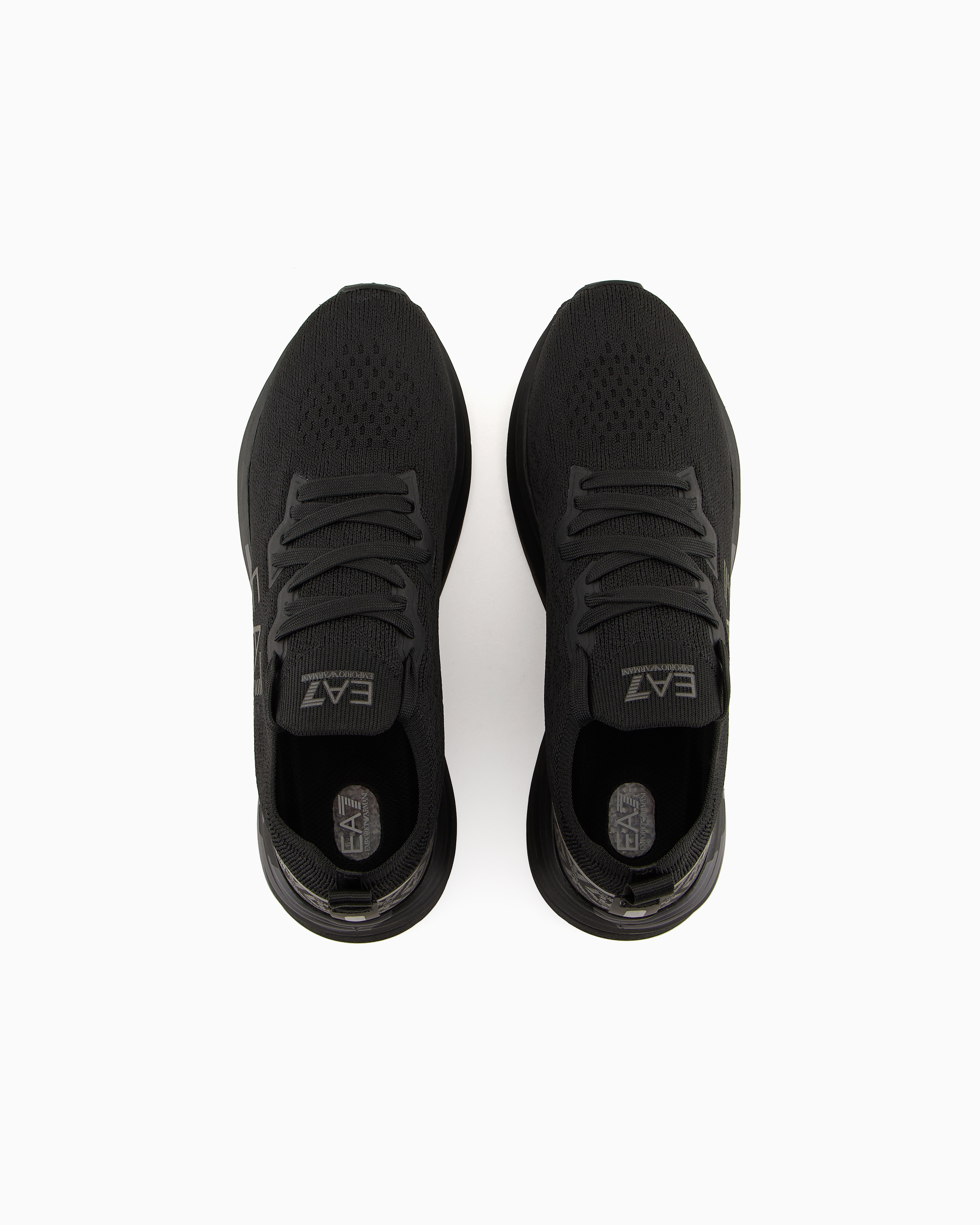 Ea7 Official Store Crusher Distance Knit Sneakers In Deep Black
