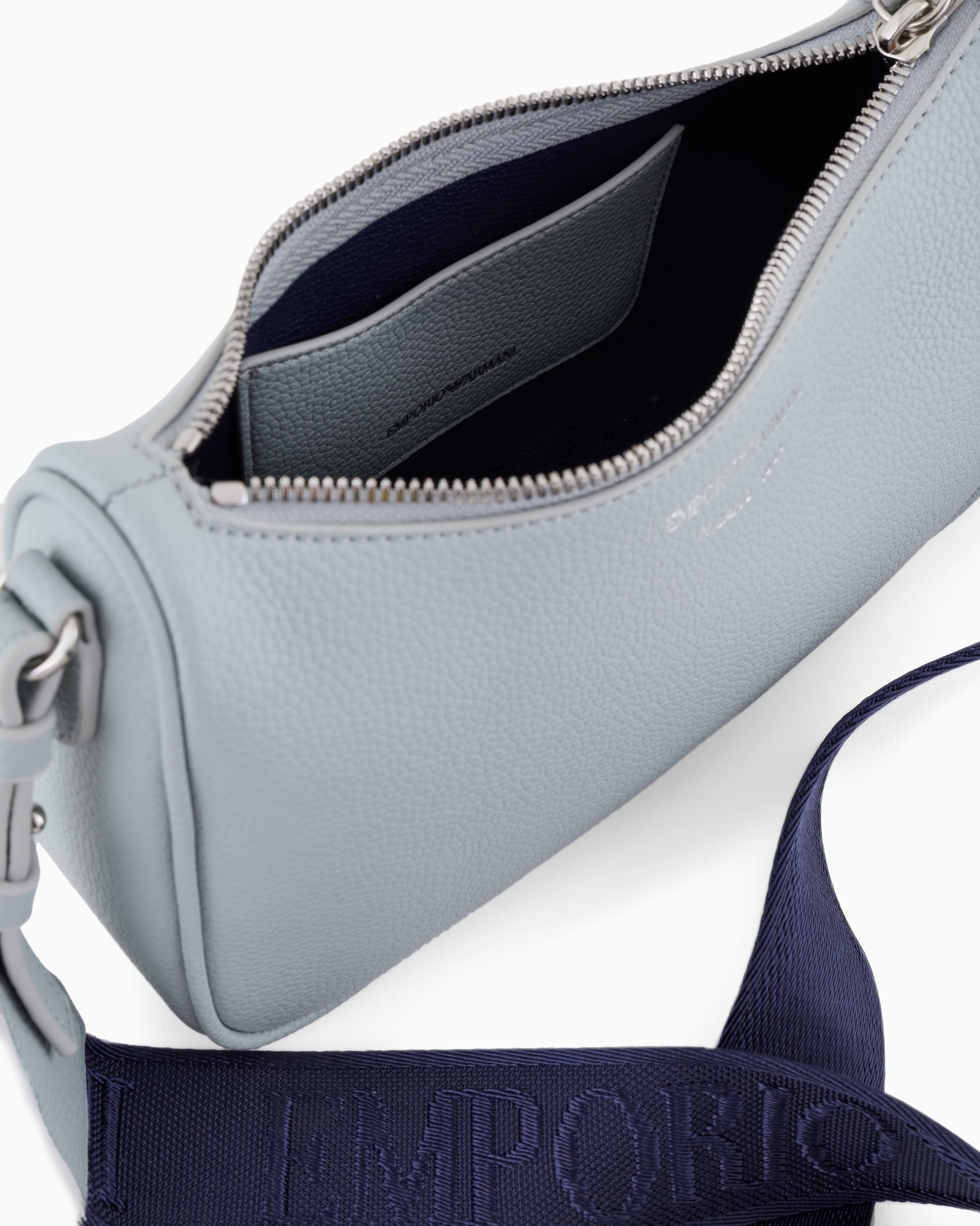 Emporio Armani Official Store Baguette Bag With Deer Print In Light Gray
