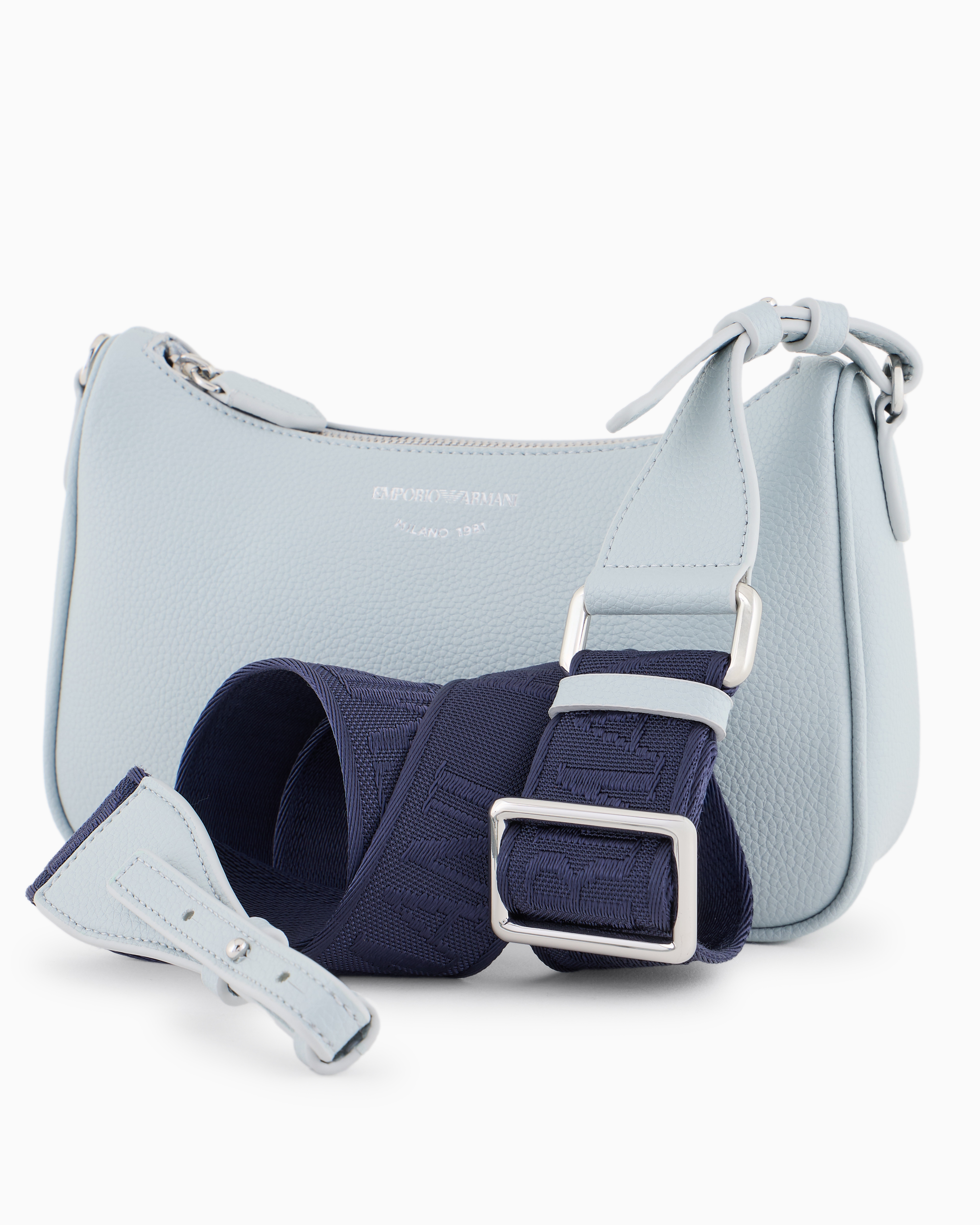 Emporio Armani Official Store Baguette Bag With Deer Print In Light Gray