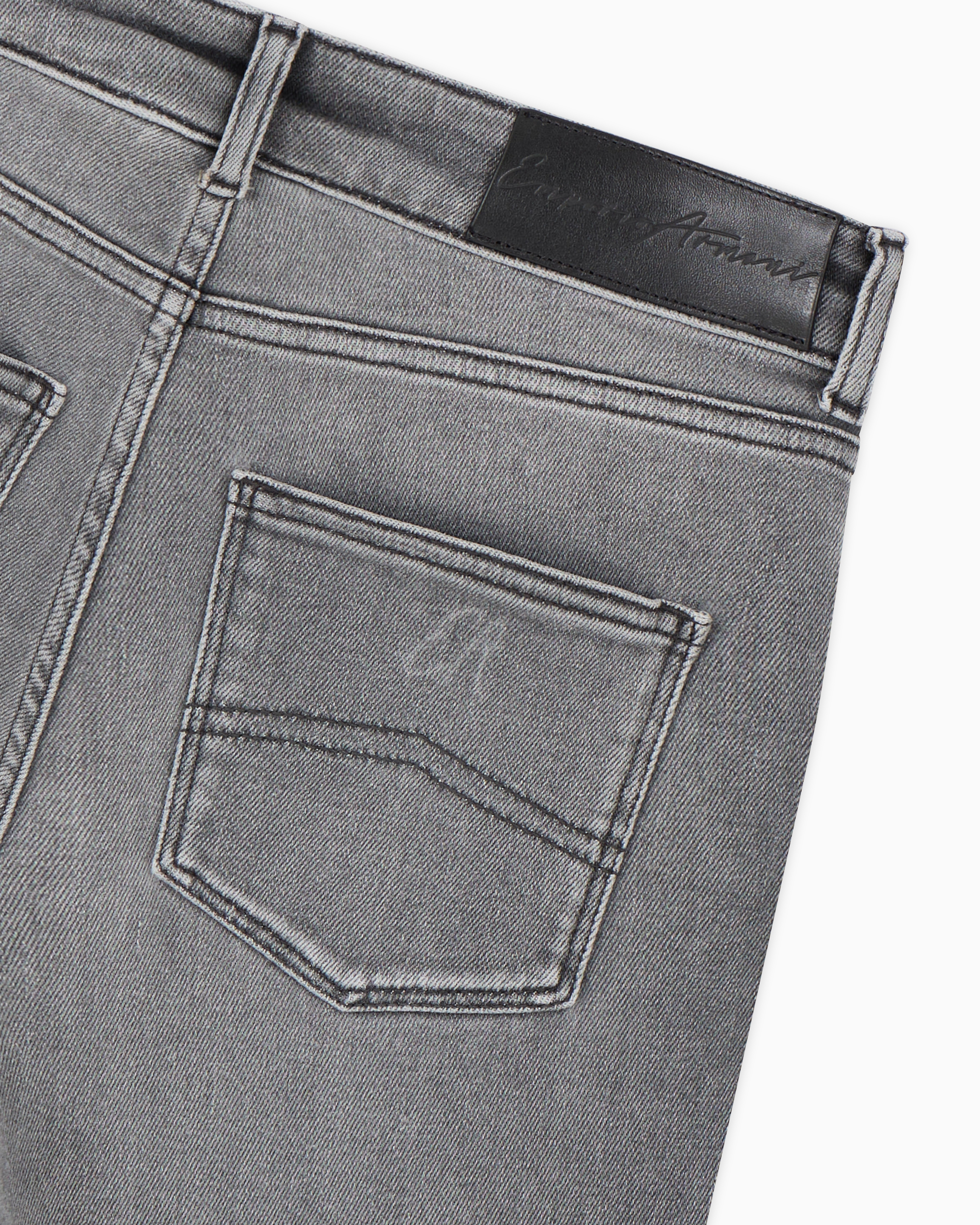 Shop Emporio Armani Asv J18 High-waisted Skinny-leg Jeans In A Worn-look Organic Stretch Denim In Grey