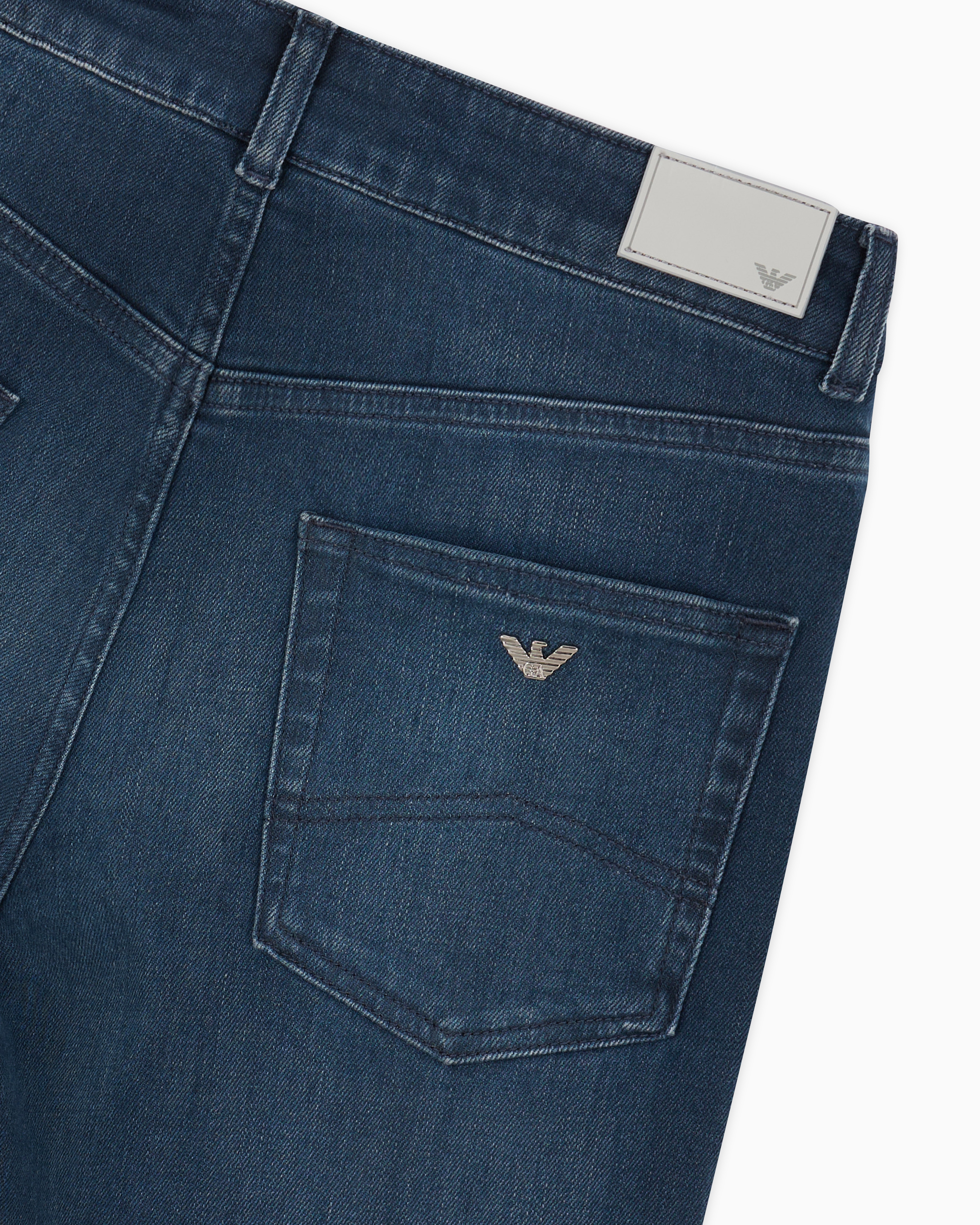 Shop Emporio Armani J36 Mid-rise, Straight-leg, Worn-look Denim Jeans In Blue