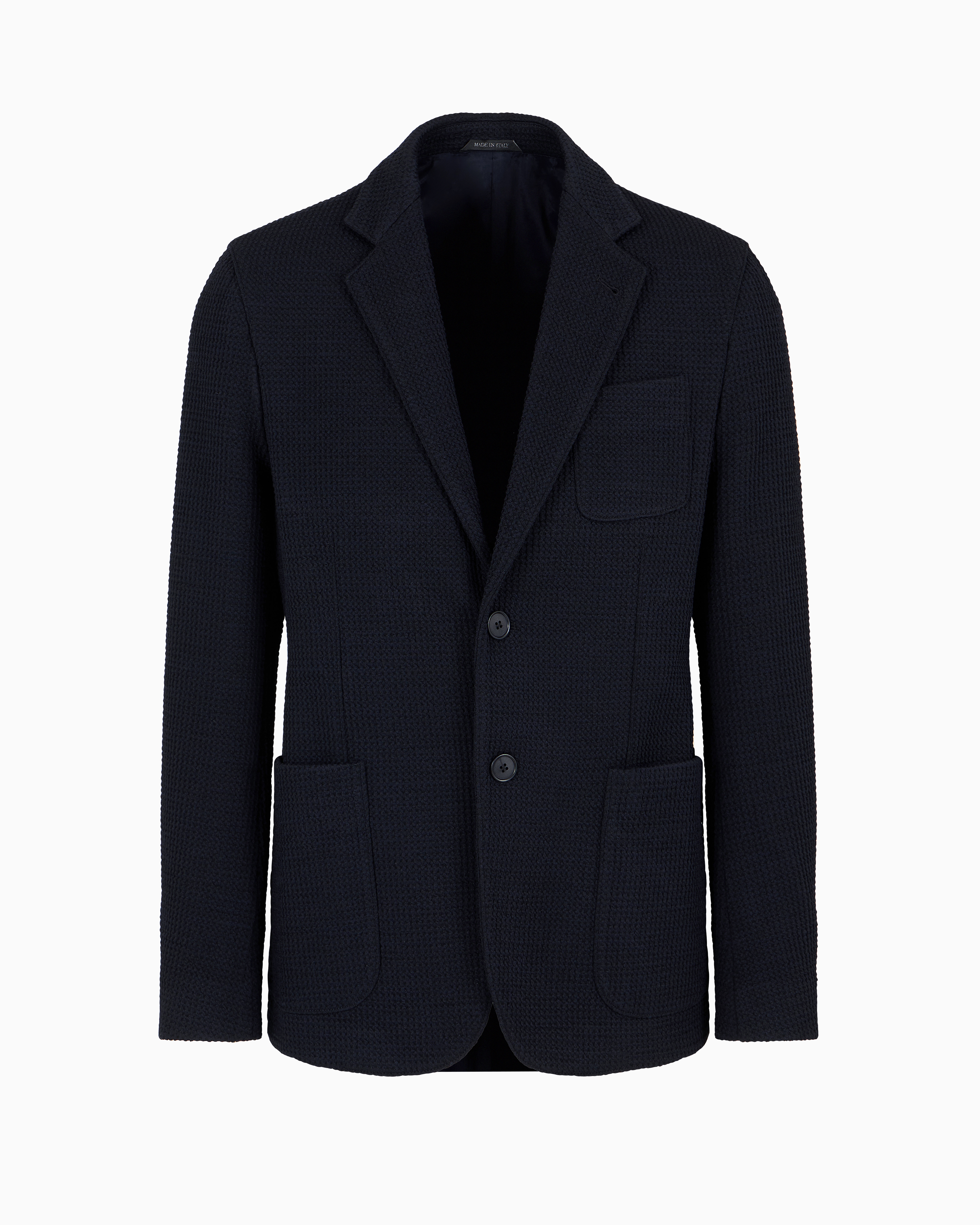 Giorgio Armani Upton Line Single-breasted Jacket In A Viscose And Wool Blend Jersey In Black