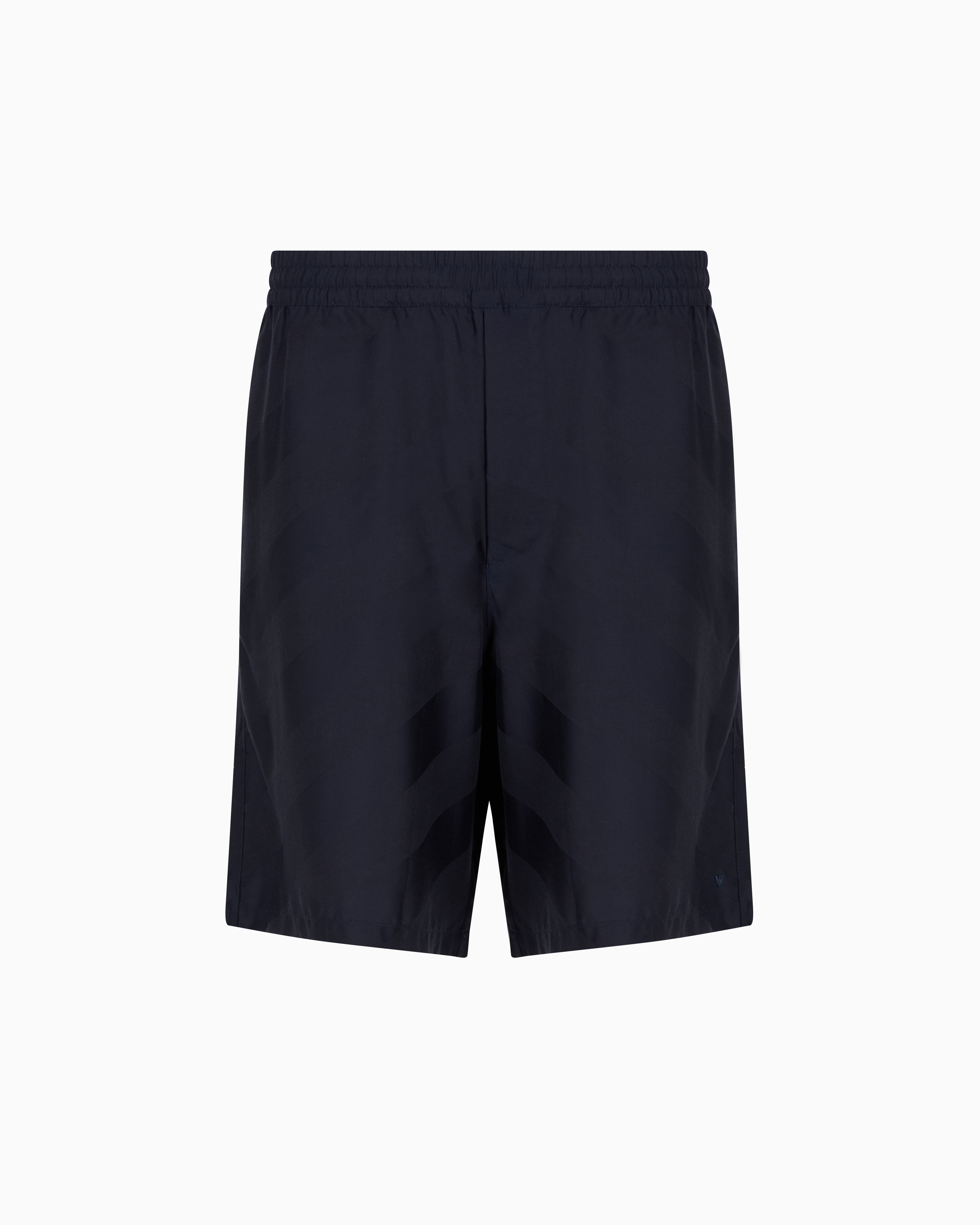 Emporio Armani Official Store Asv All-over Patterned Lyocell Bermuda Shorts With An Elasticated Waist In Bleu