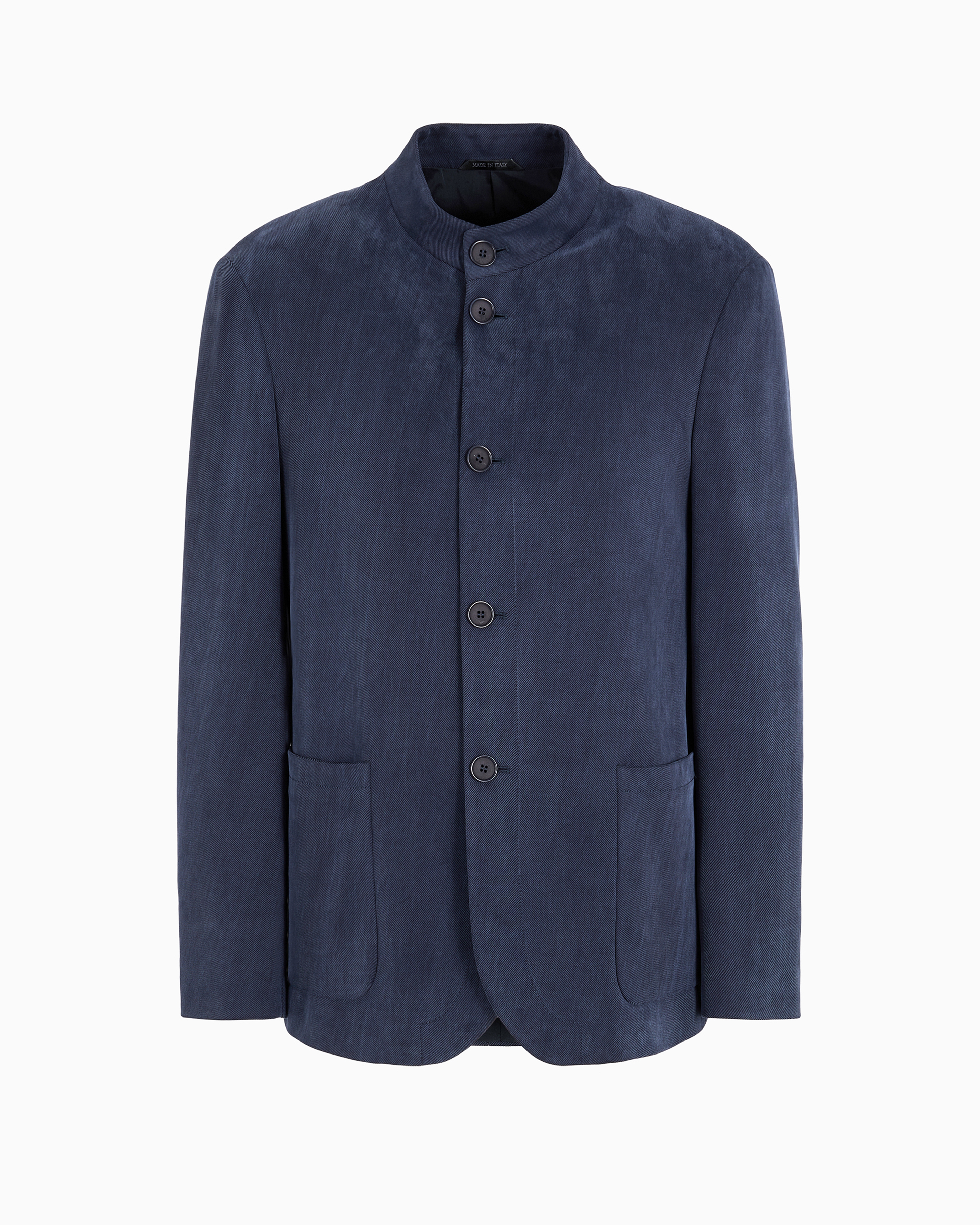 Giorgio Armani Official Store Single-breasted Jacket In Cupro Jersey In Blue