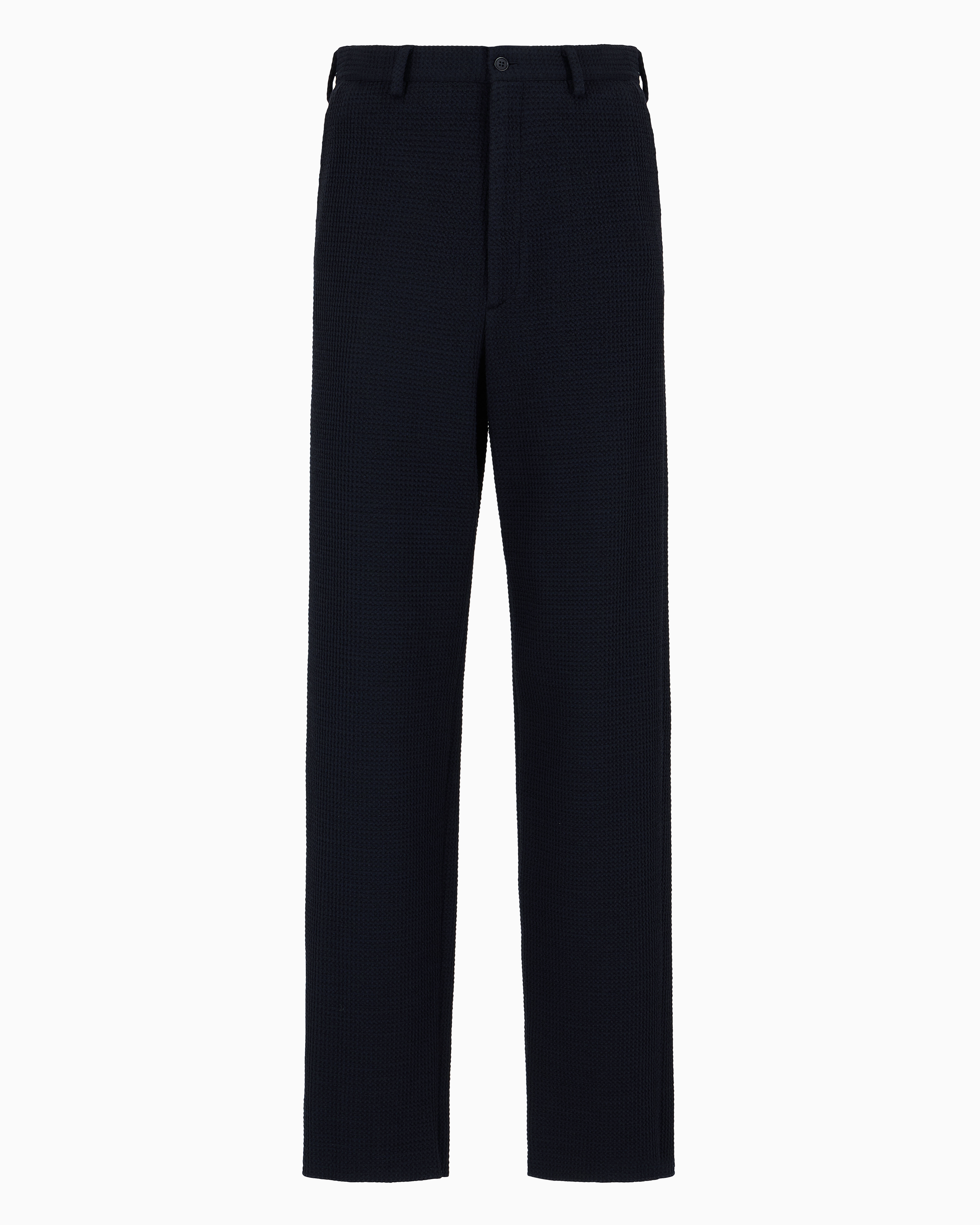 Giorgio Armani Wool-blend Jersey Flat-front Trousers In Black