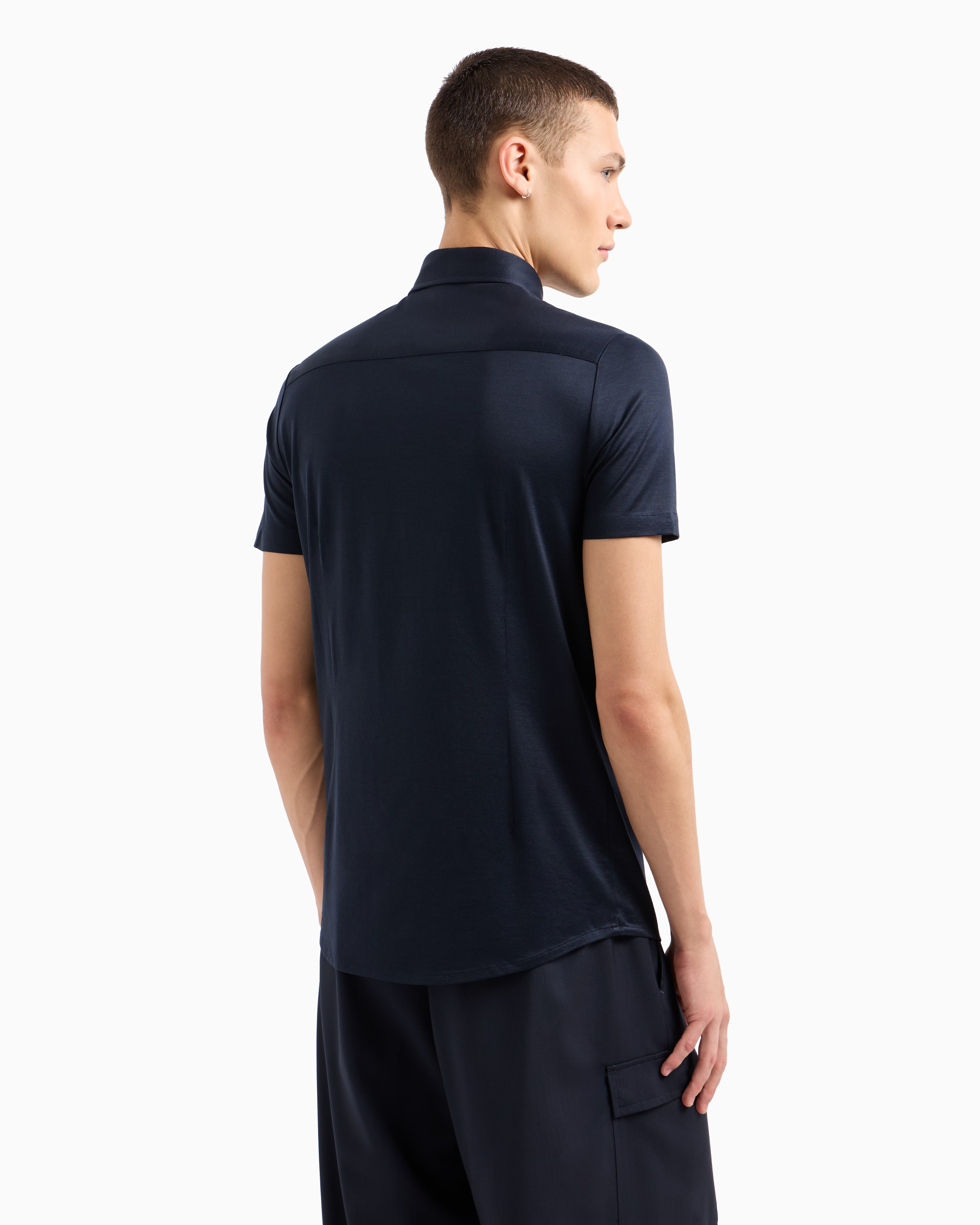 EMPORIO ARMANI ASV SHORT-SLEEVED LYOCELL-BLEND JERSEY SHIRT