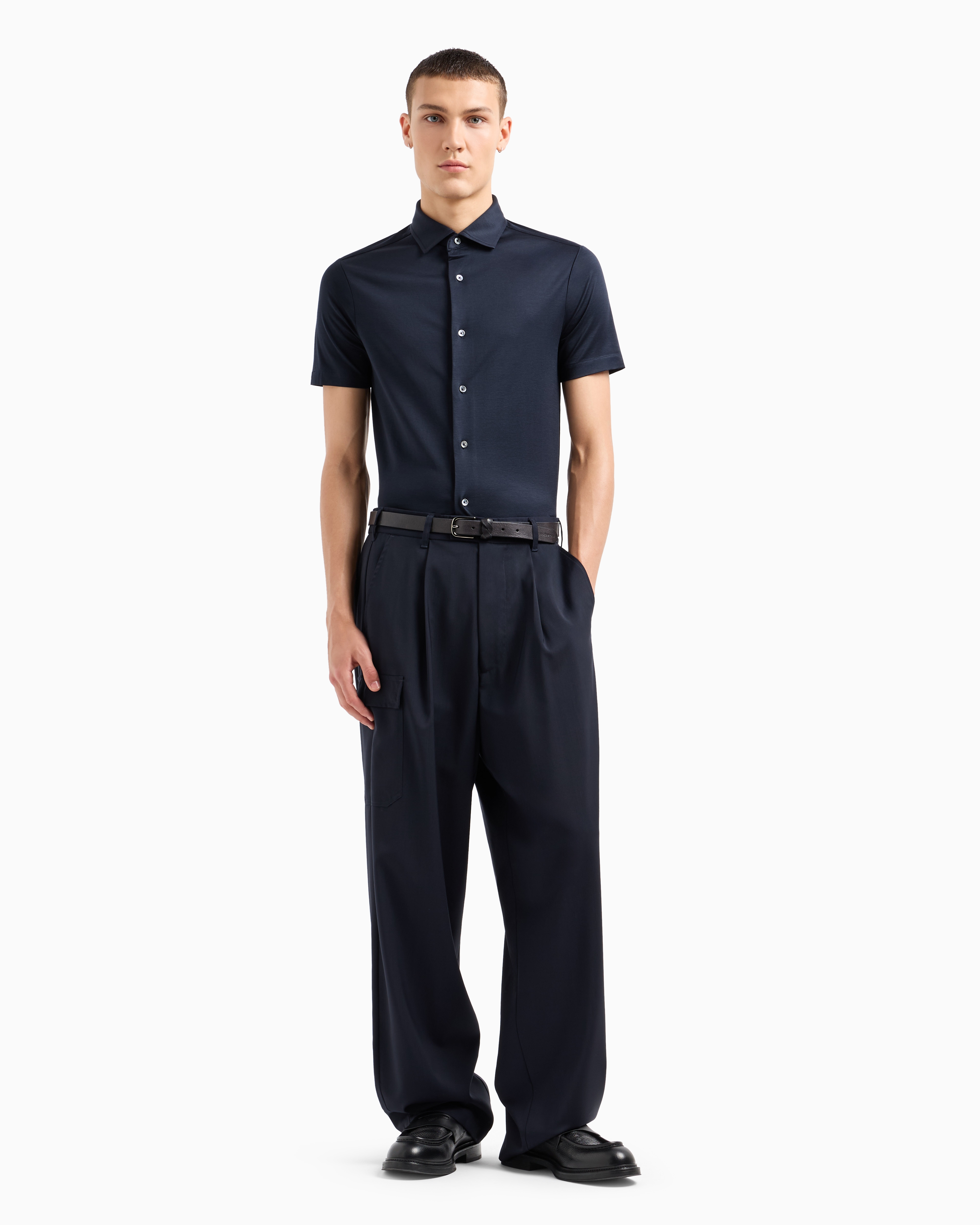 EMPORIO ARMANI ASV SHORT-SLEEVED LYOCELL-BLEND JERSEY SHIRT