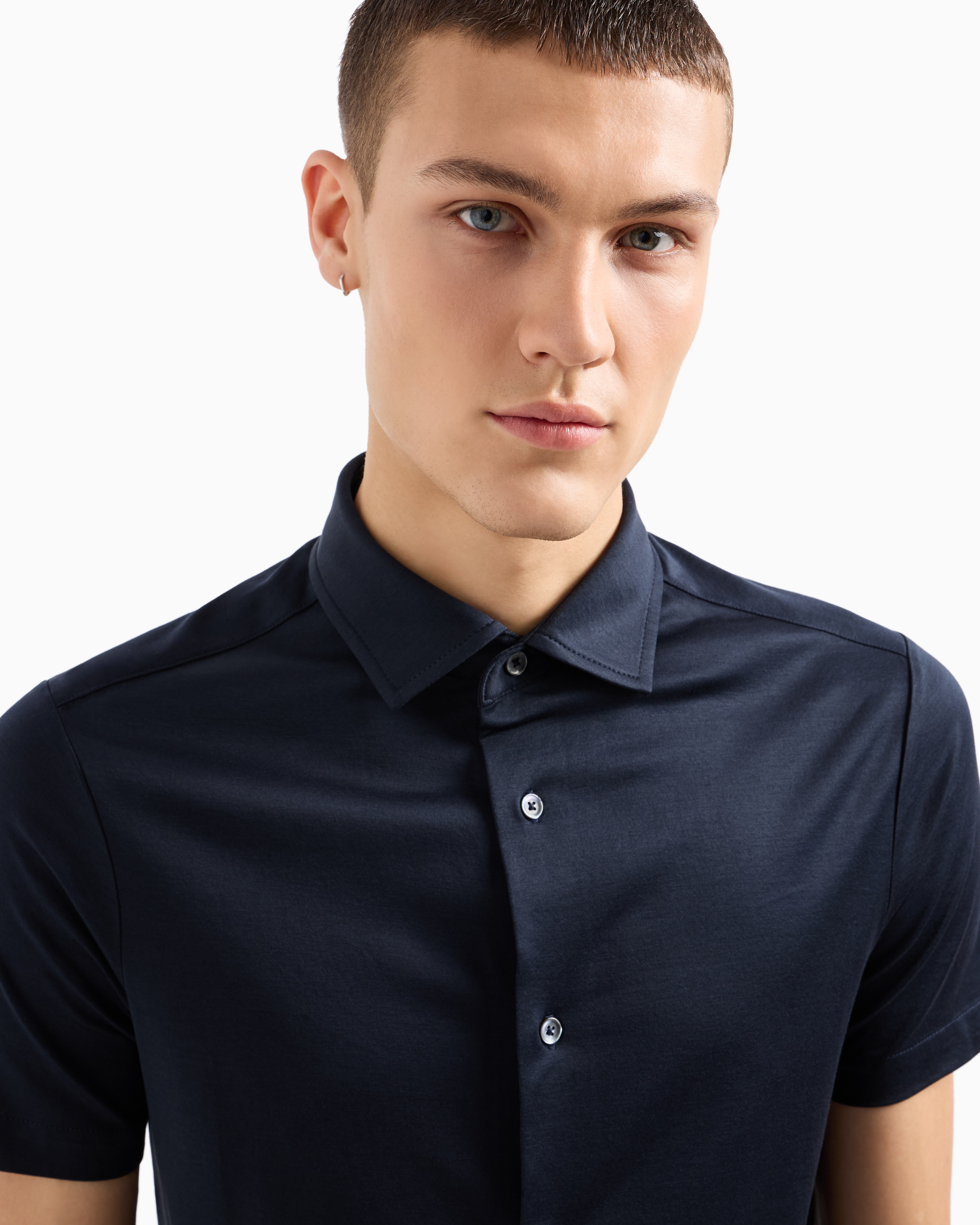 EMPORIO ARMANI ASV SHORT-SLEEVED LYOCELL-BLEND JERSEY SHIRT