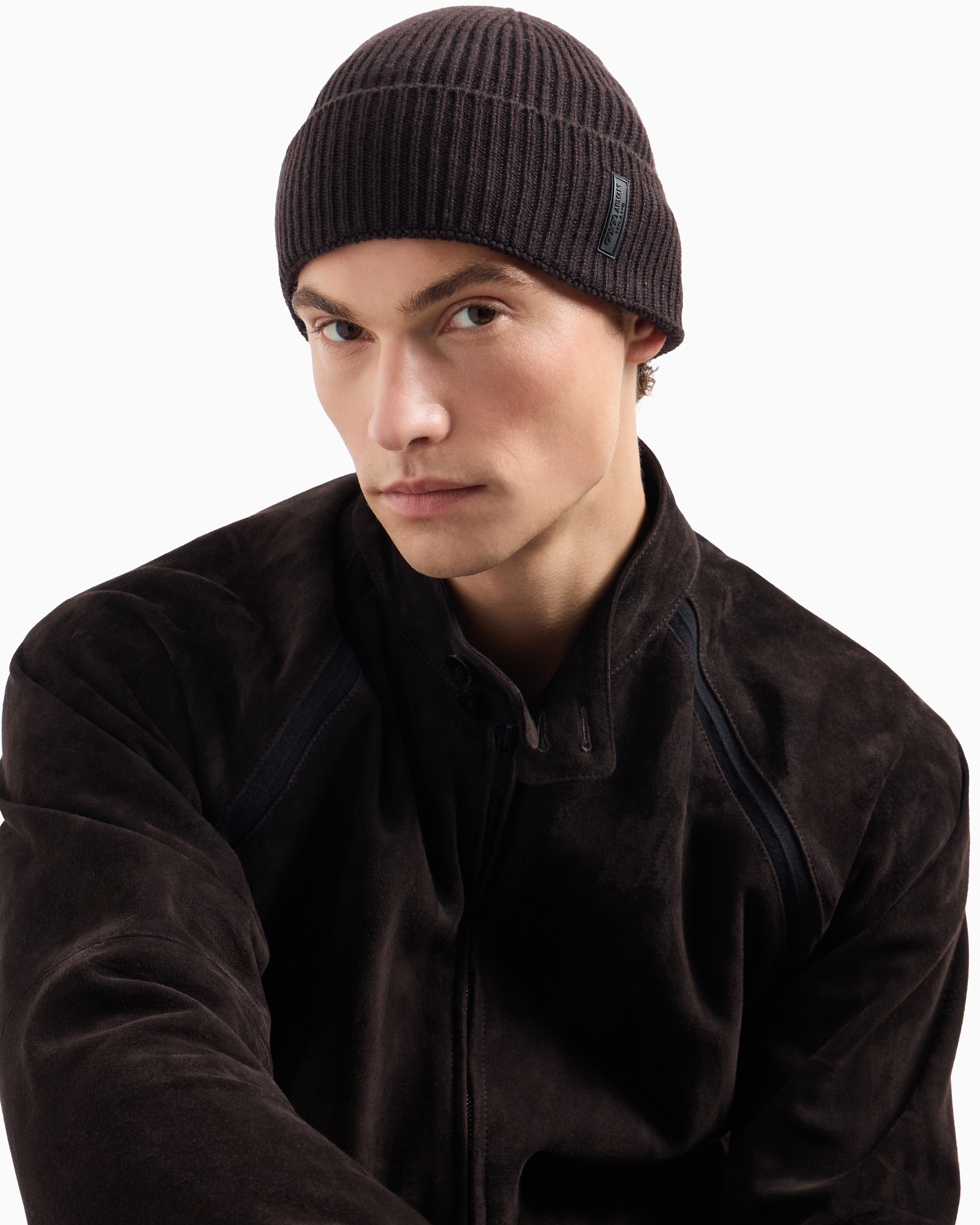 Shop Giorgio Armani Cashmere Beanie In Tobacco