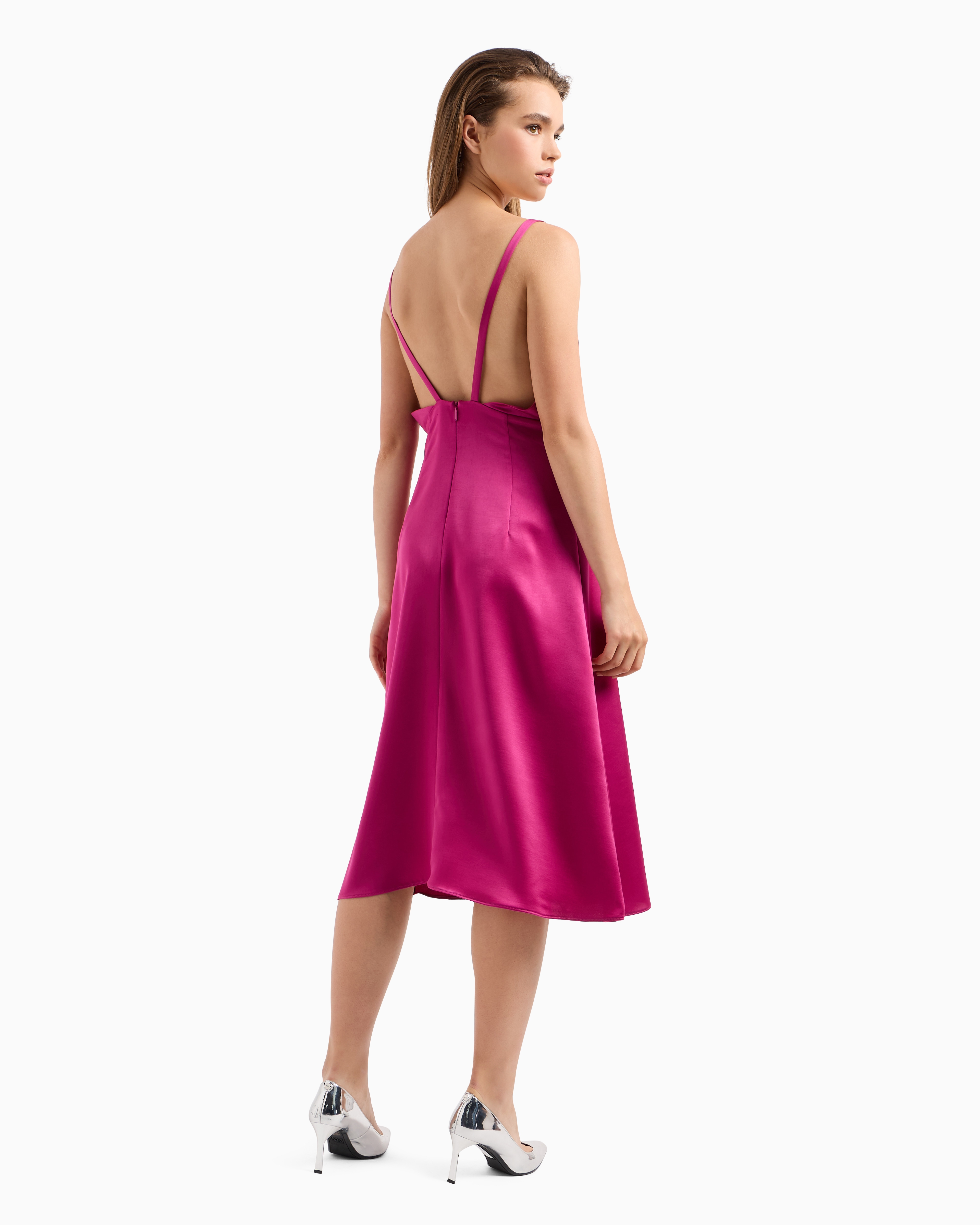 ARMANI EXCHANGE SATIN LONGUETTE DRESS 