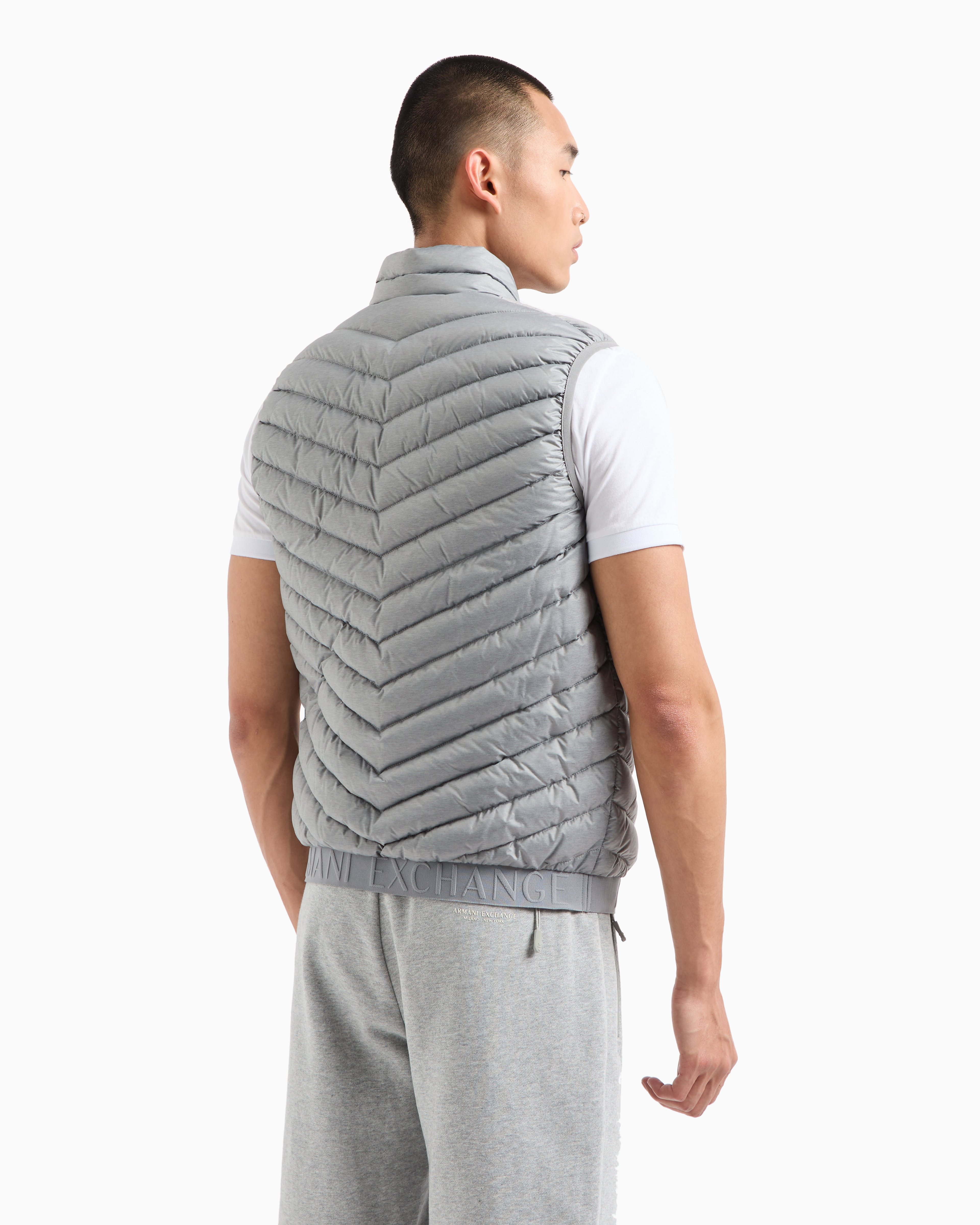 Shop Armani Exchange Double-face Padded Sleeveless Down Jacket In Grey