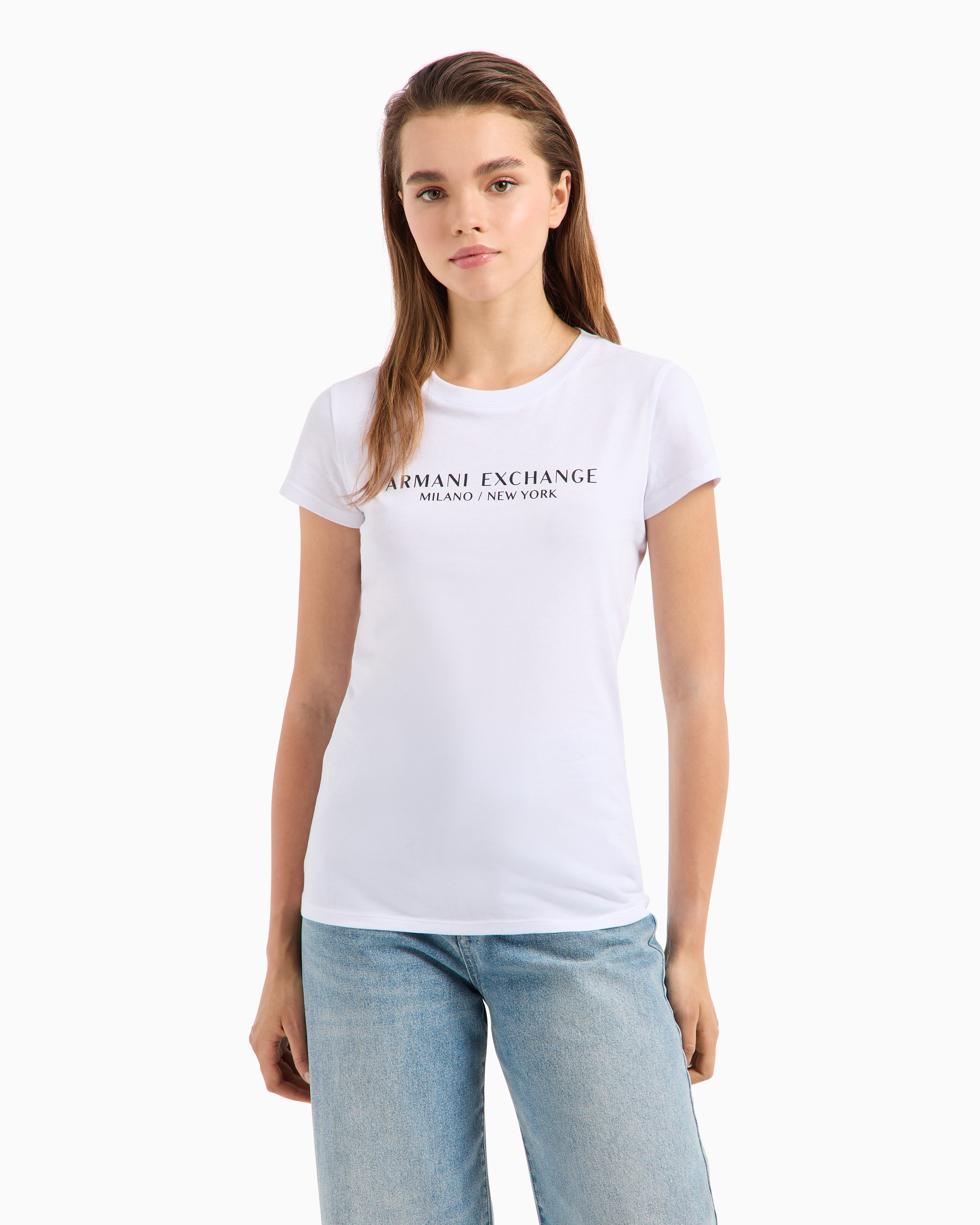 ARMANI EXCHANGE SLIM FIT T-SHIRT WITH MILAN NEW YORK PRINT 