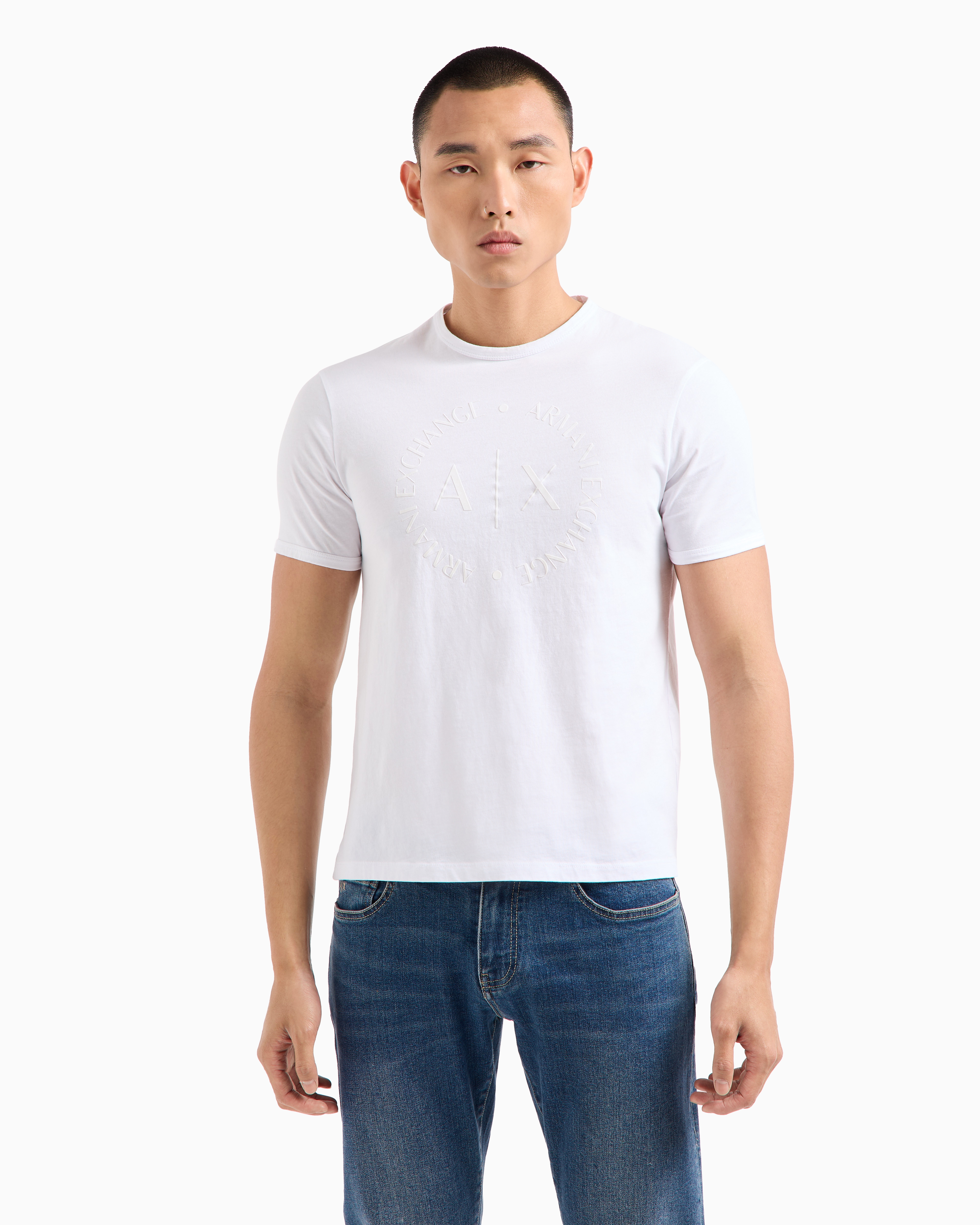 Shop Armani Exchange Regular Fit Jersey T-shirt In White