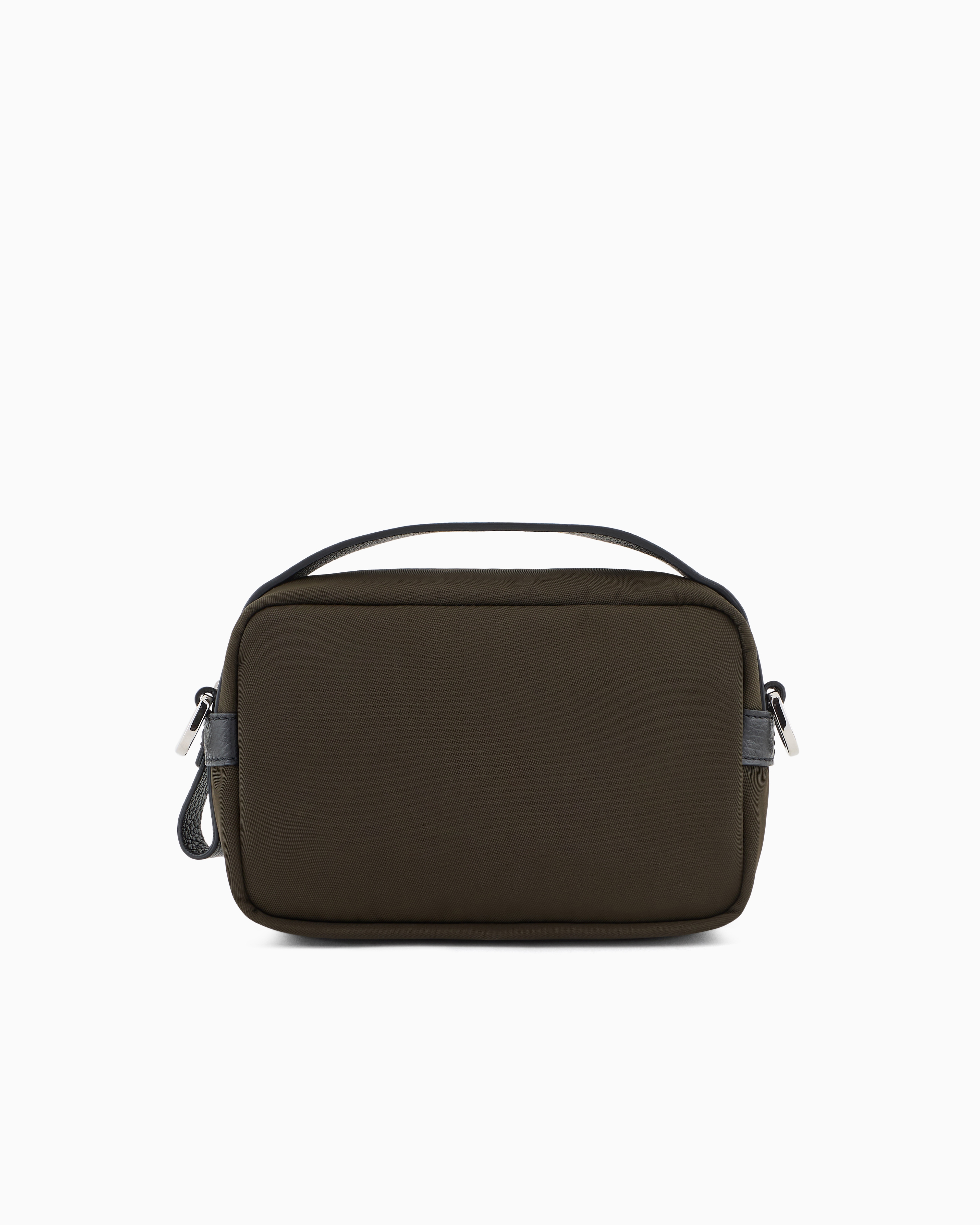 Giorgio Armani Asv Mini Crossbody Bag In Nylon And Leather In Green
