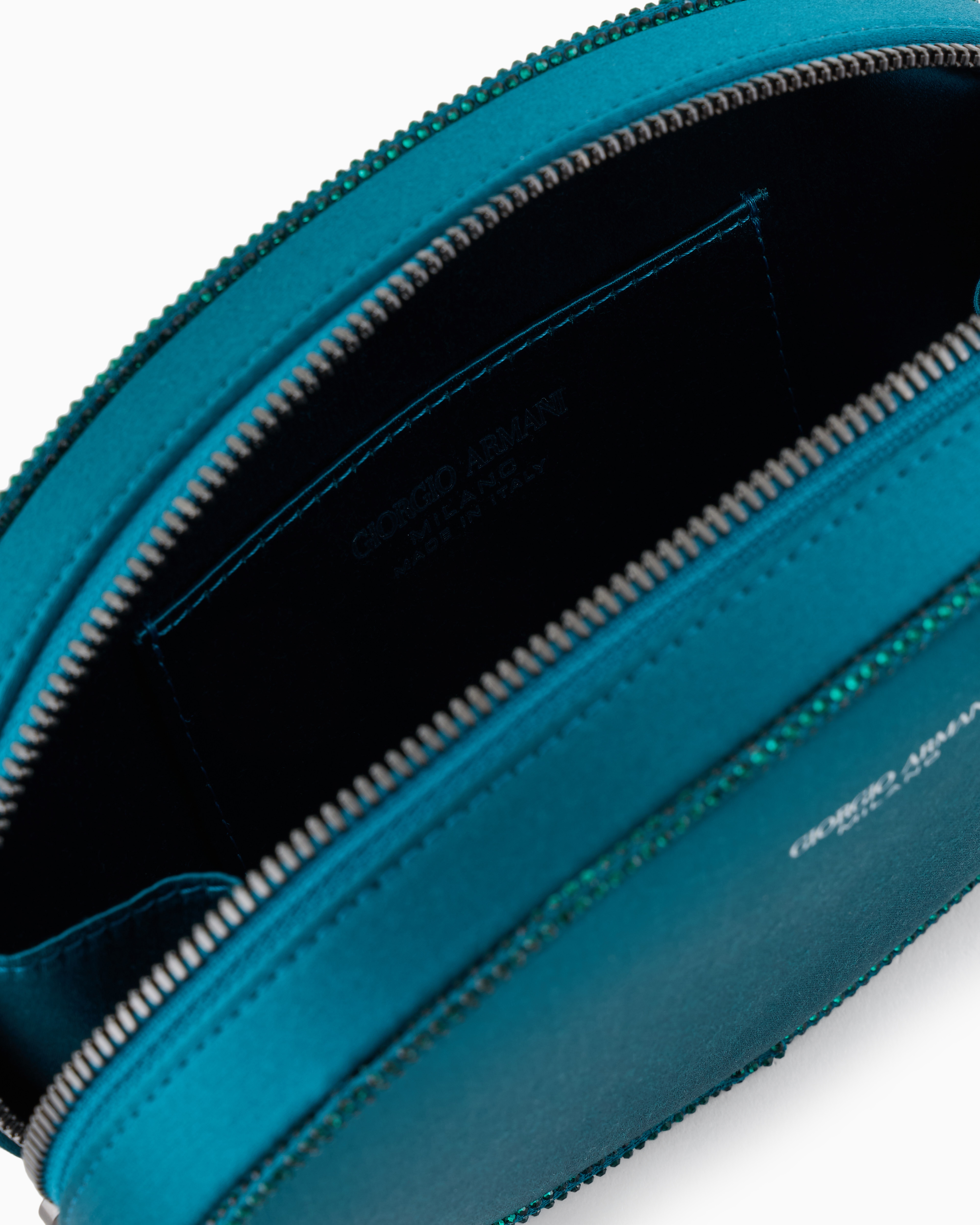 Giorgio Armani Round, Satin Clutch Bag In Green