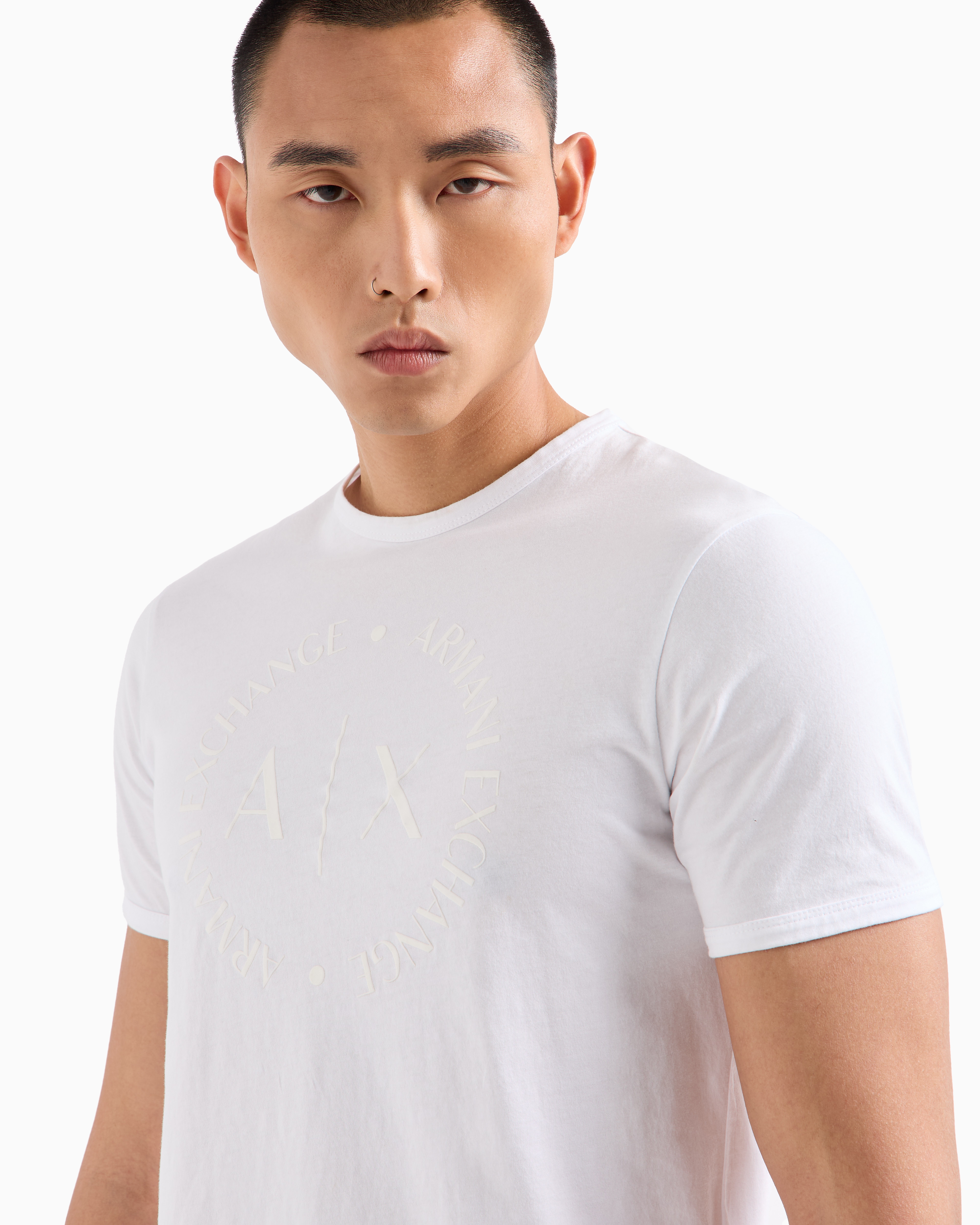 Shop Armani Exchange Regular Fit Jersey T-shirt In White