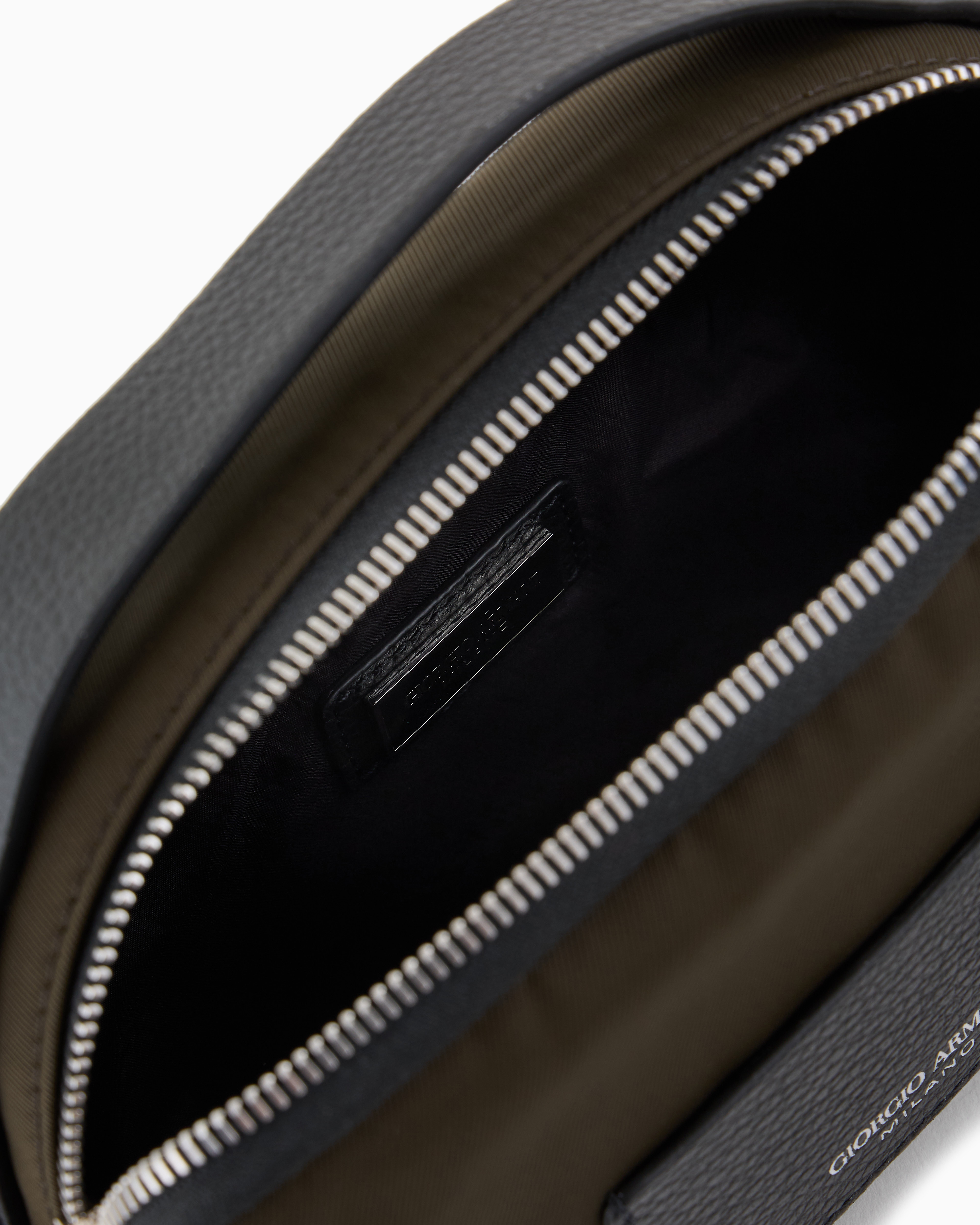 Giorgio Armani Asv Mini Crossbody Bag In Nylon And Leather In Green