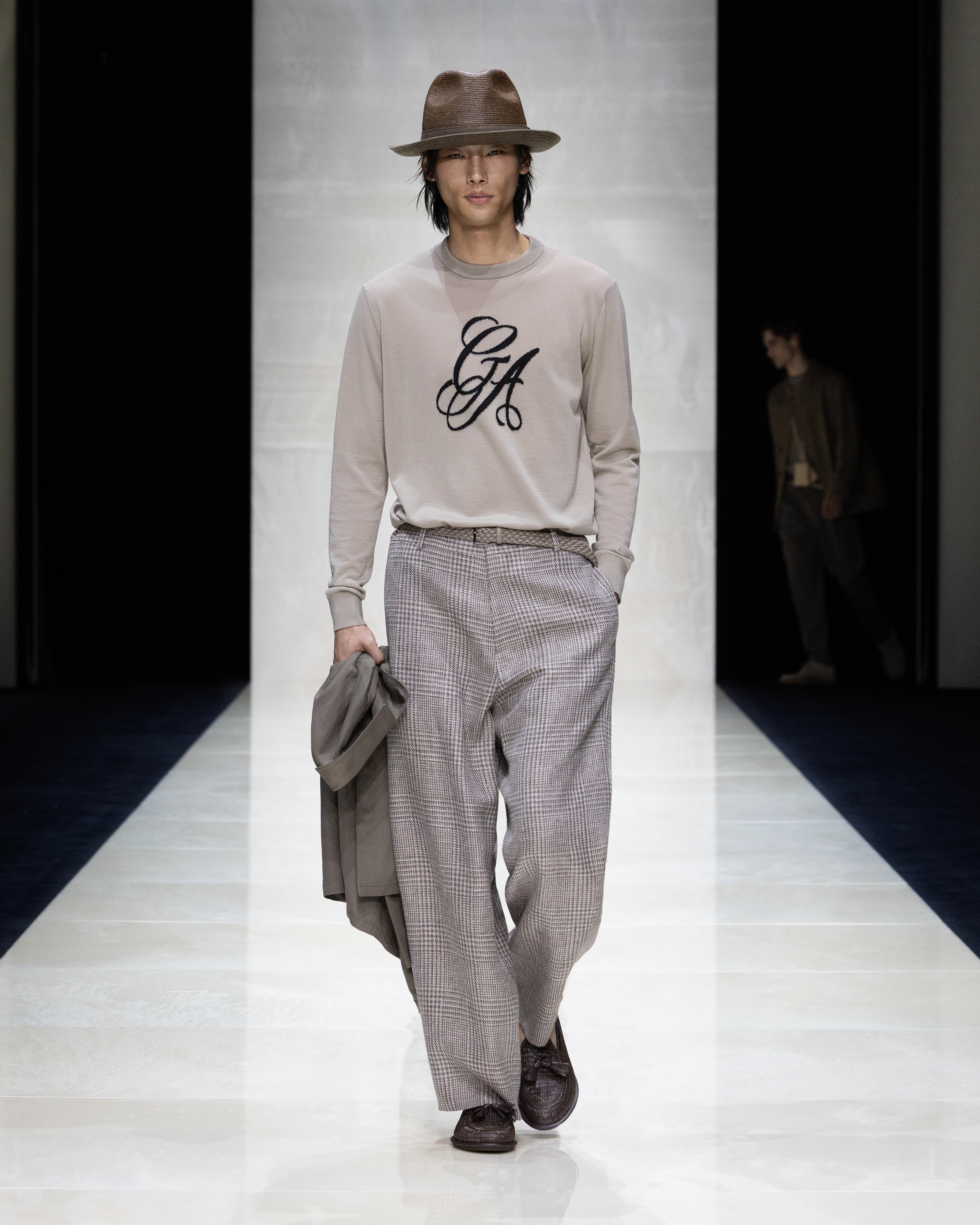 クルーネックセーター バージンウール ロゴ | Giorgio Armani
