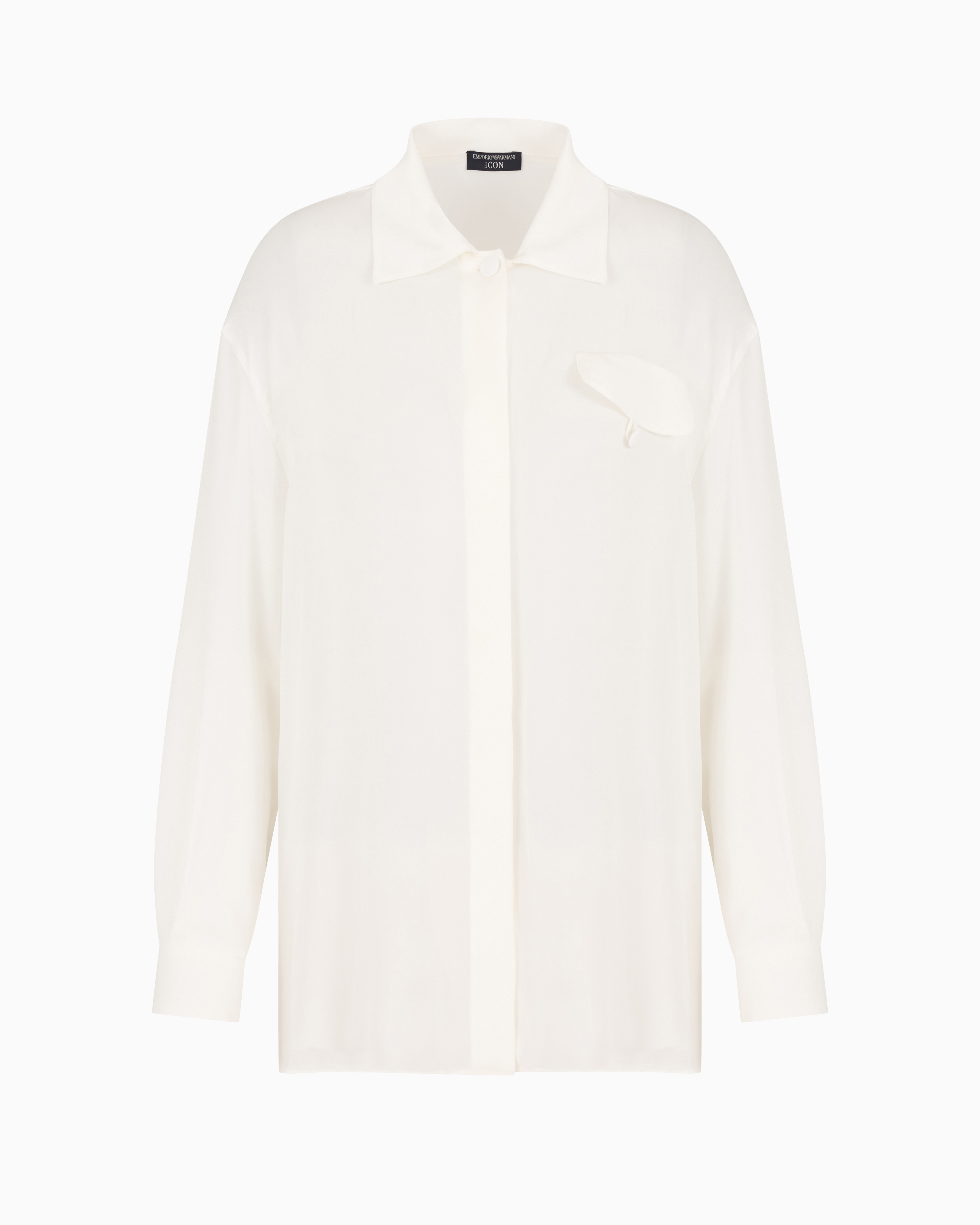 Emporio Armani Official Store Hemd Der Icon-sonderkollektion Aus Doppellagigem Seiden-georgette In White