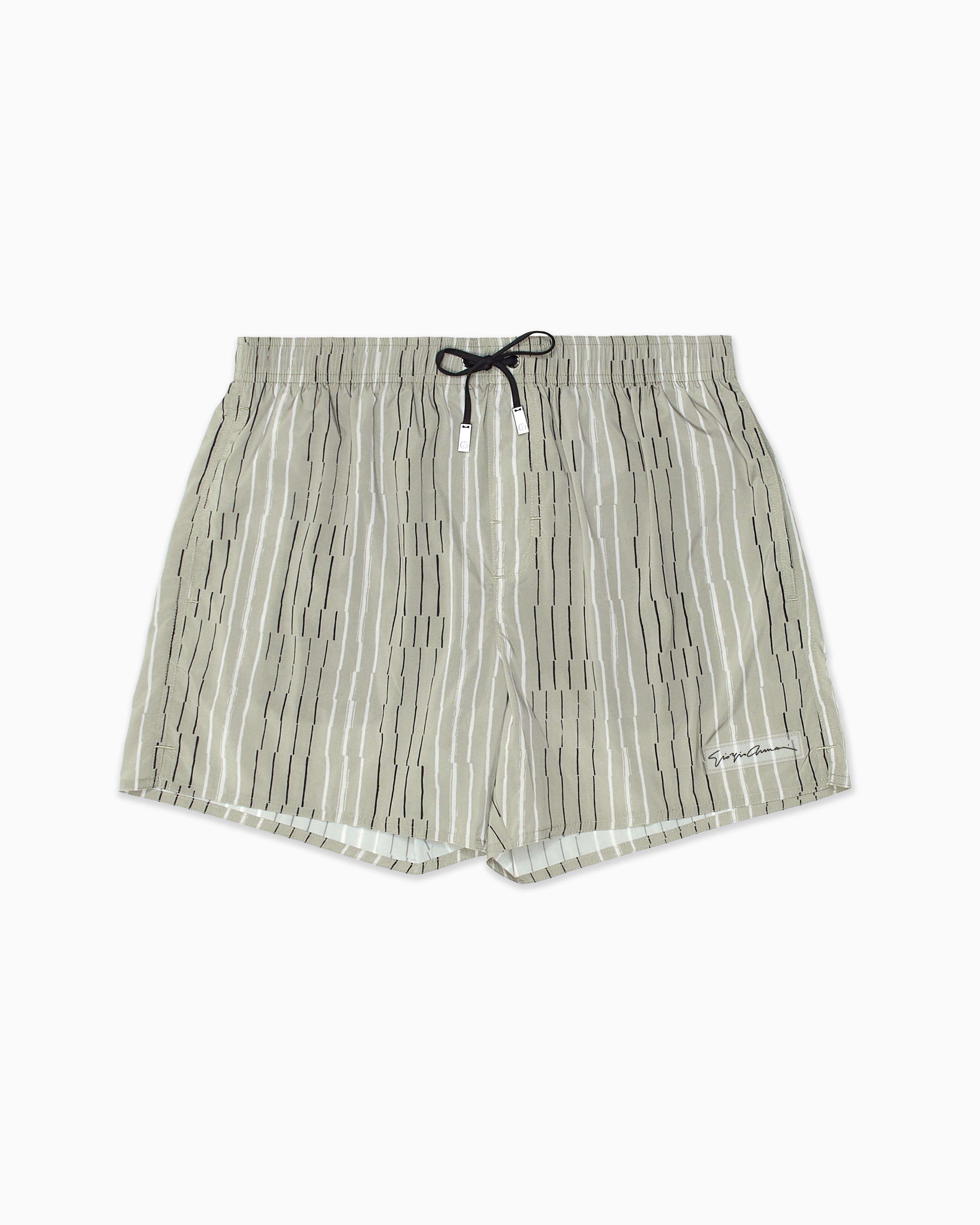Giorgio Armani Official Store Irregular Striped Print Swim Trunks In Green
