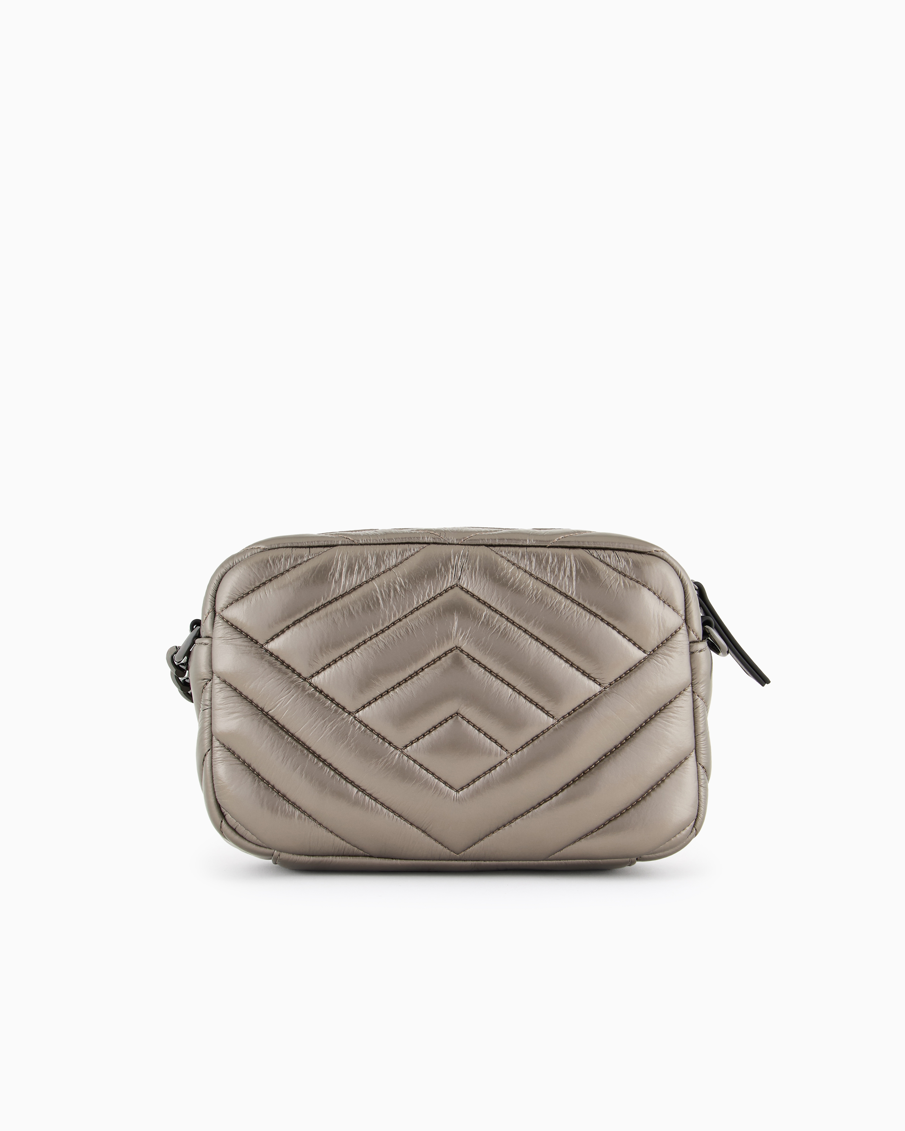 Shop Armani Exchange Crossbody Bag With Flocked Monogram In Grey