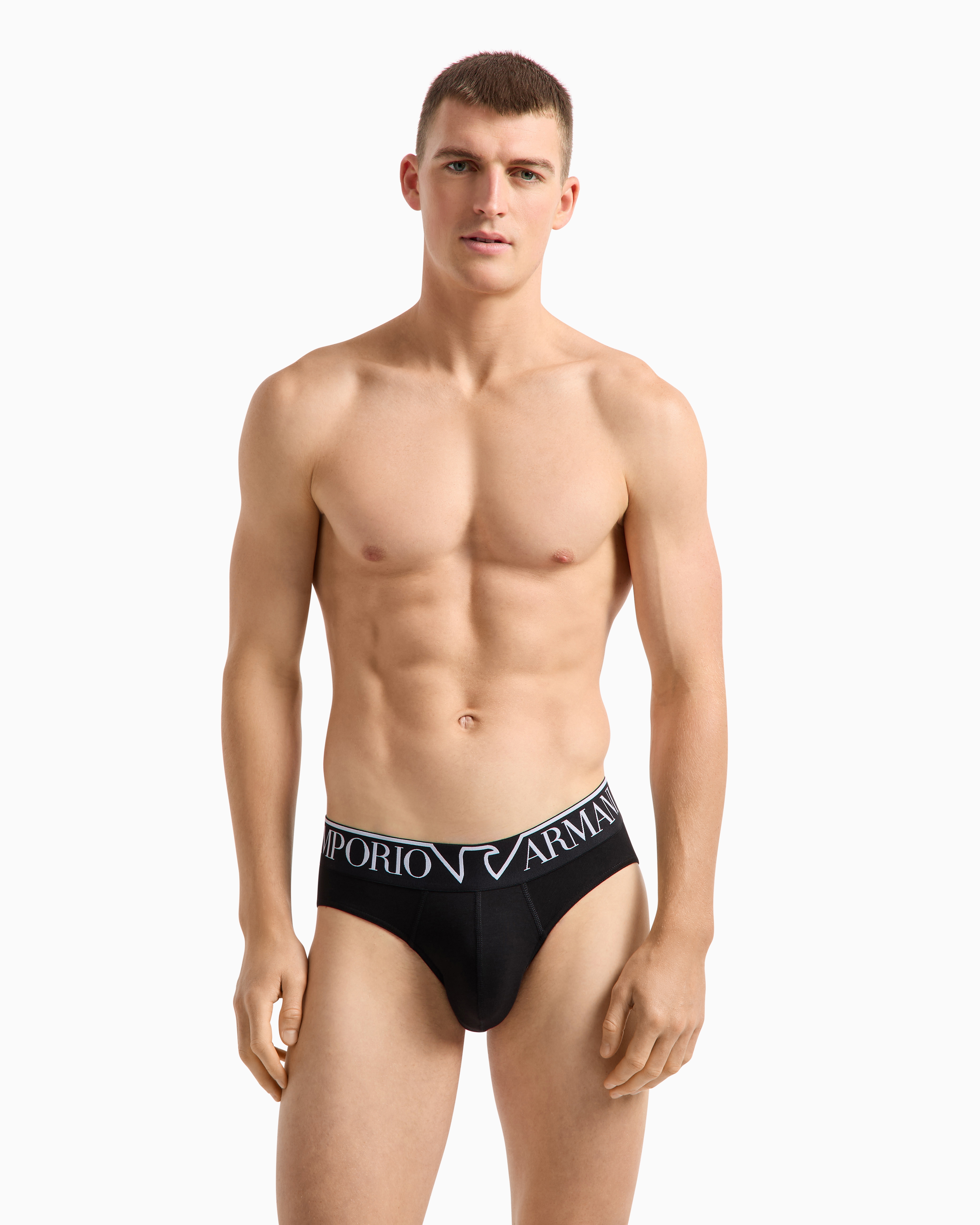 Shop Emporio Armani Asv Slip Aus Bio-baumwolle Mit Megalogo In Schwarz