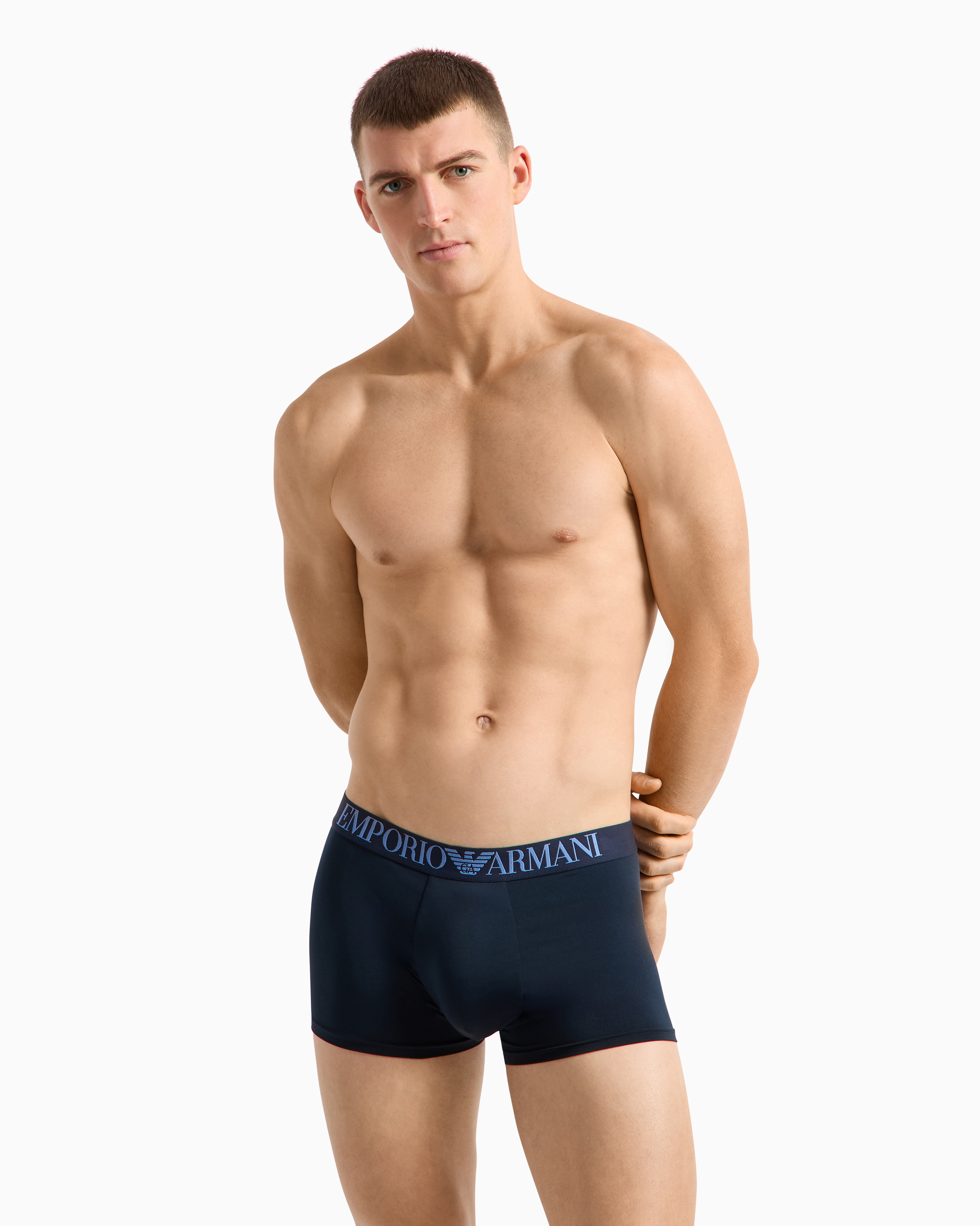 Shop Emporio Armani Asv Eng Anliegende Boxershorts Aus Recycelter Mikrofaser Mit Allover-print In Blau