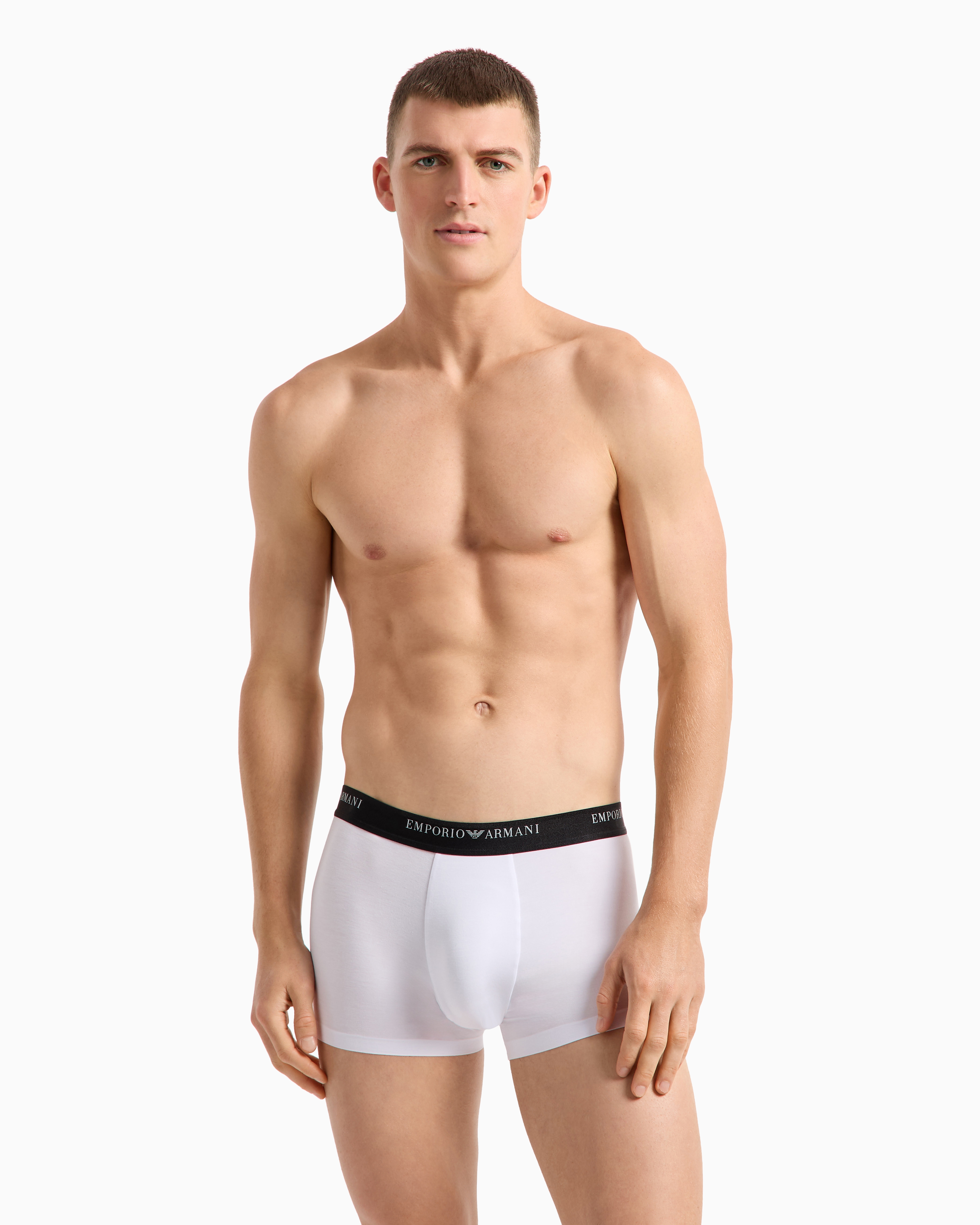 Shop Emporio Armani Eng Anliegende Boxershort Aus Weichem Modal Mit Logobund In Weiss