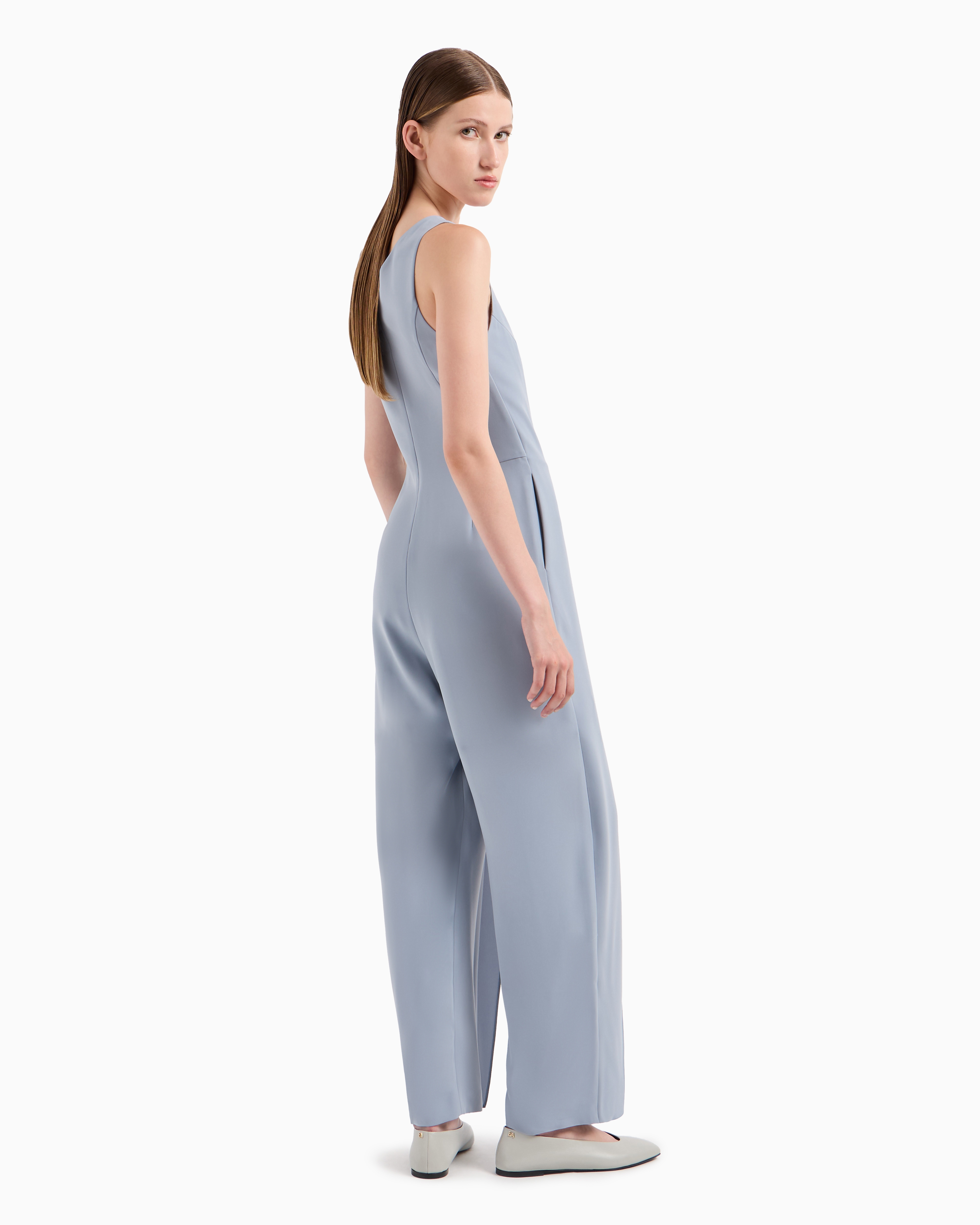 Emporio Armani Official Store Overall Mit V-ausschnitt Aus Funktions-cady In Lilla