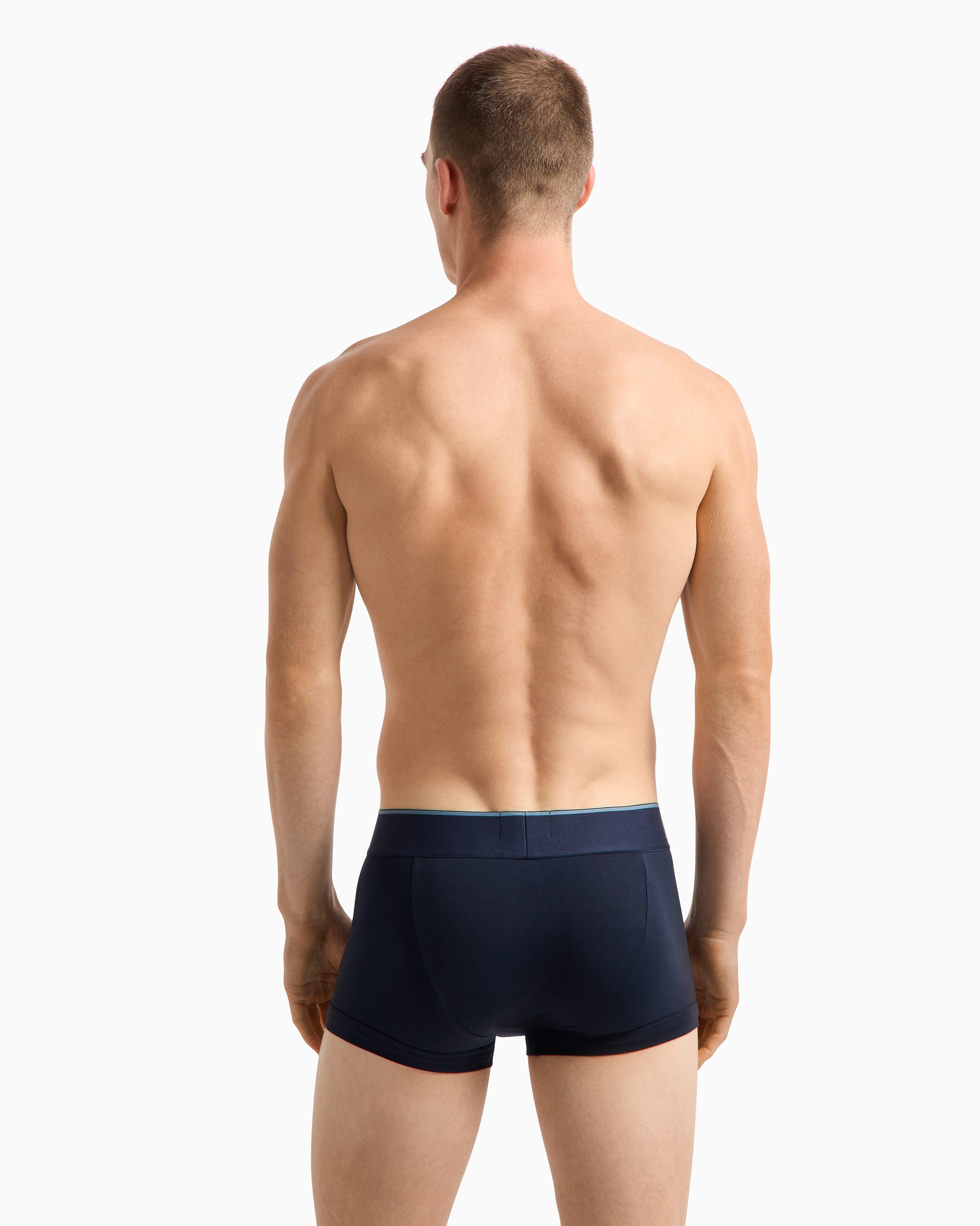 Shop Emporio Armani Asv Eng Anliegende Boxershorts Aus Bio-baumwolle Mit Megalogo In Blau