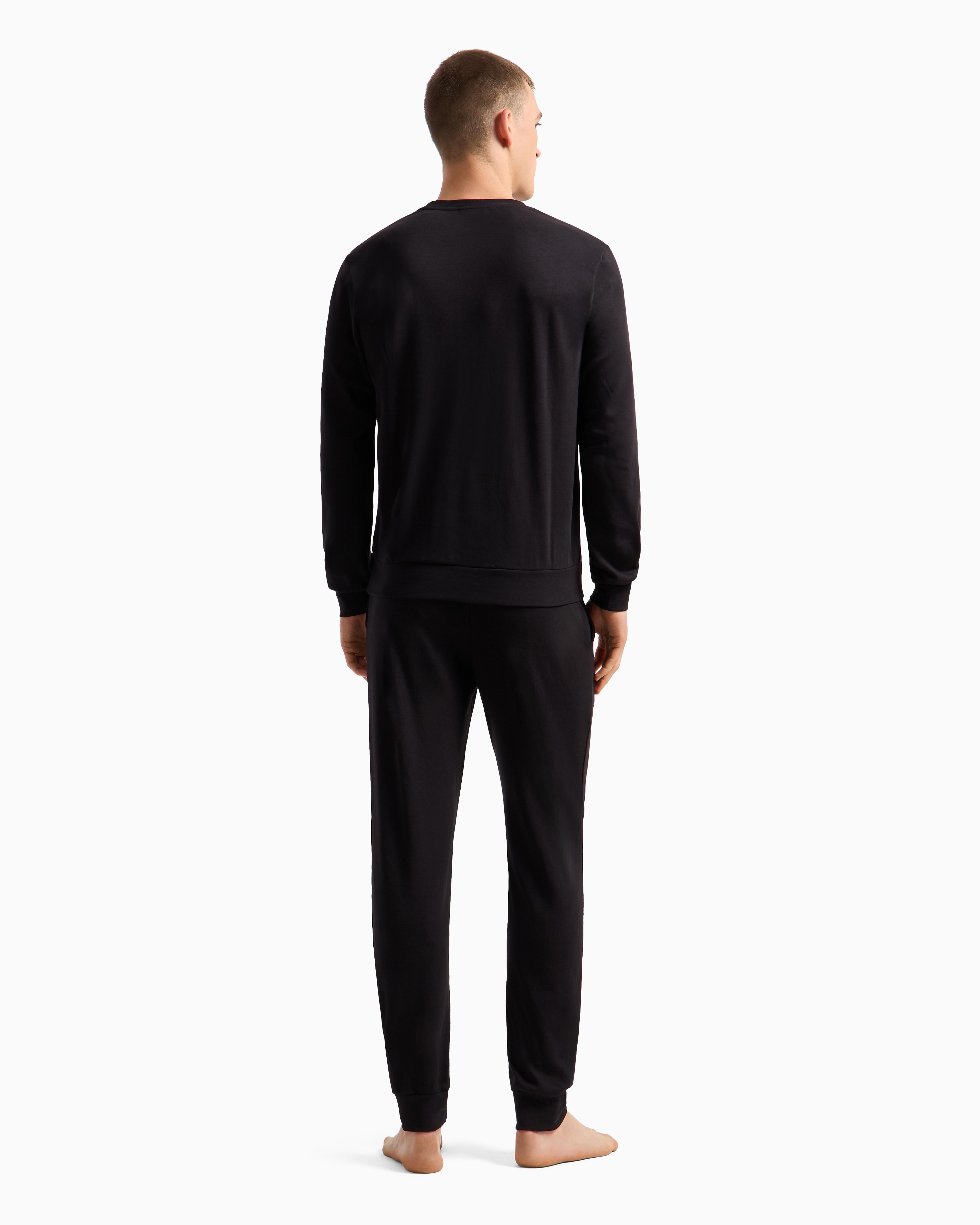 Shop Emporio Armani Pyjama Aus Baumwollinterlock In Schwarz