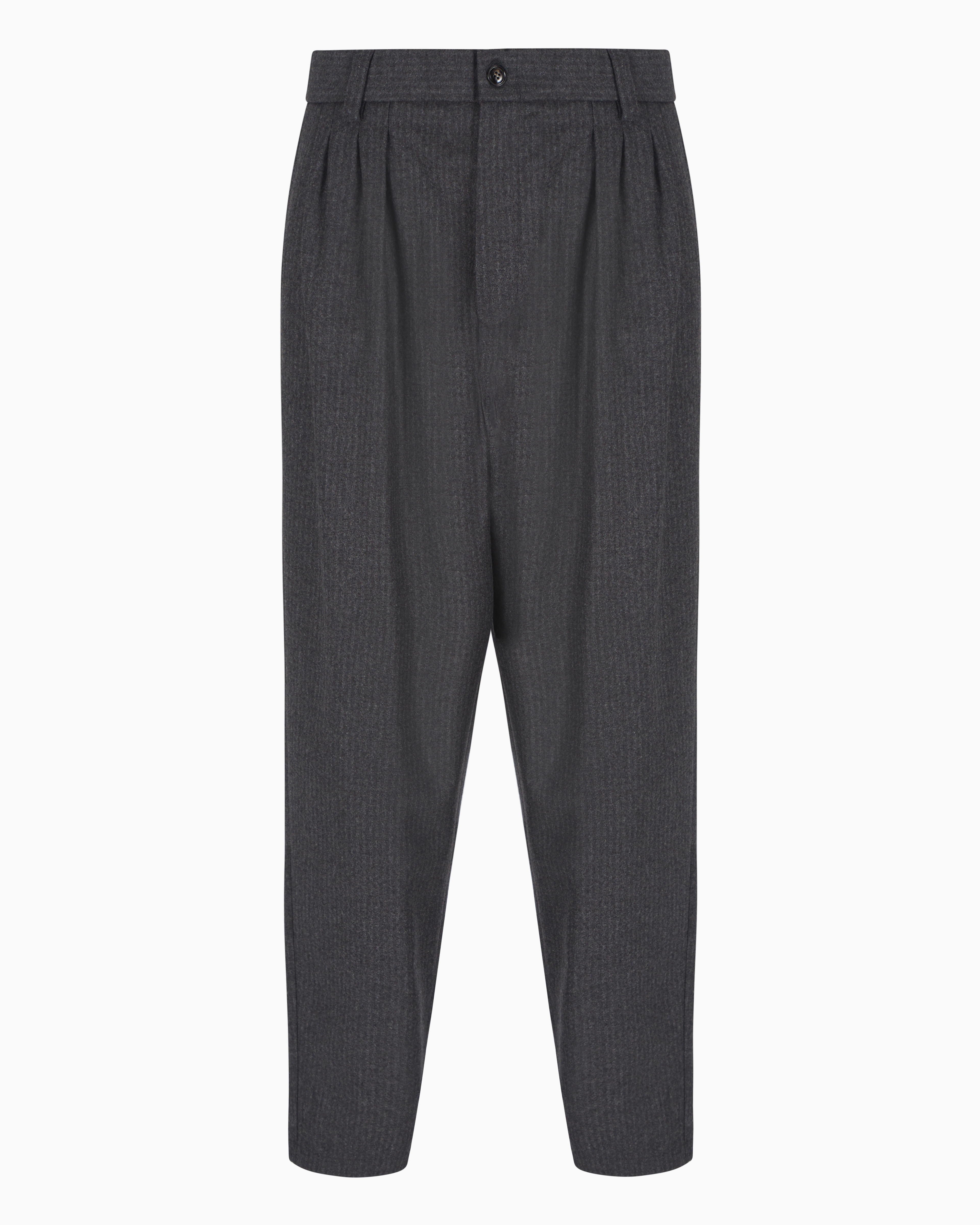 Giorgio Armani Virgin-wool And Cashmere Double-dart Trousers With Jacquard Pinstripes In Gray