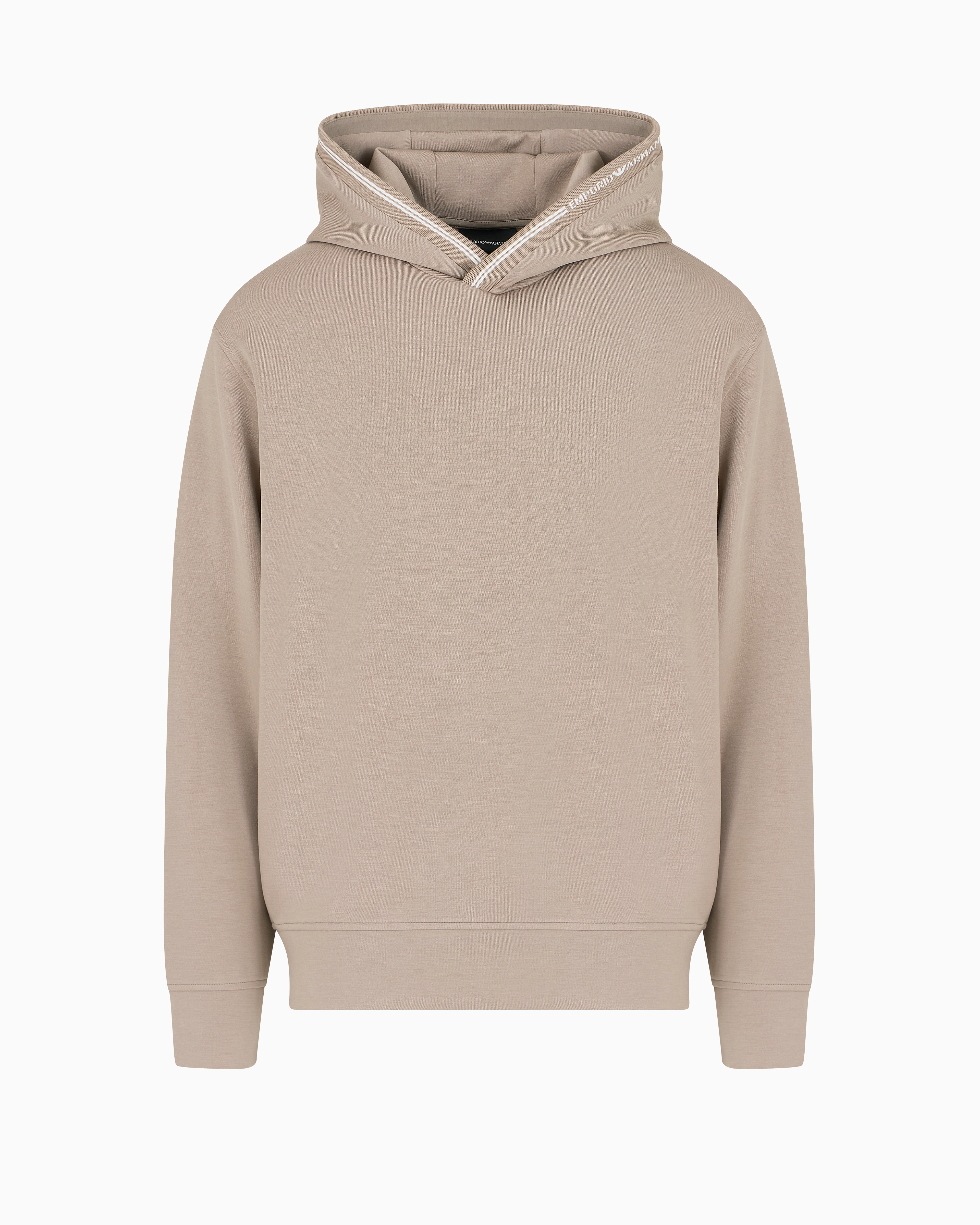 Emporio Armani Official Store Hooded Sweatshirt In Bonded Jersey In Beige