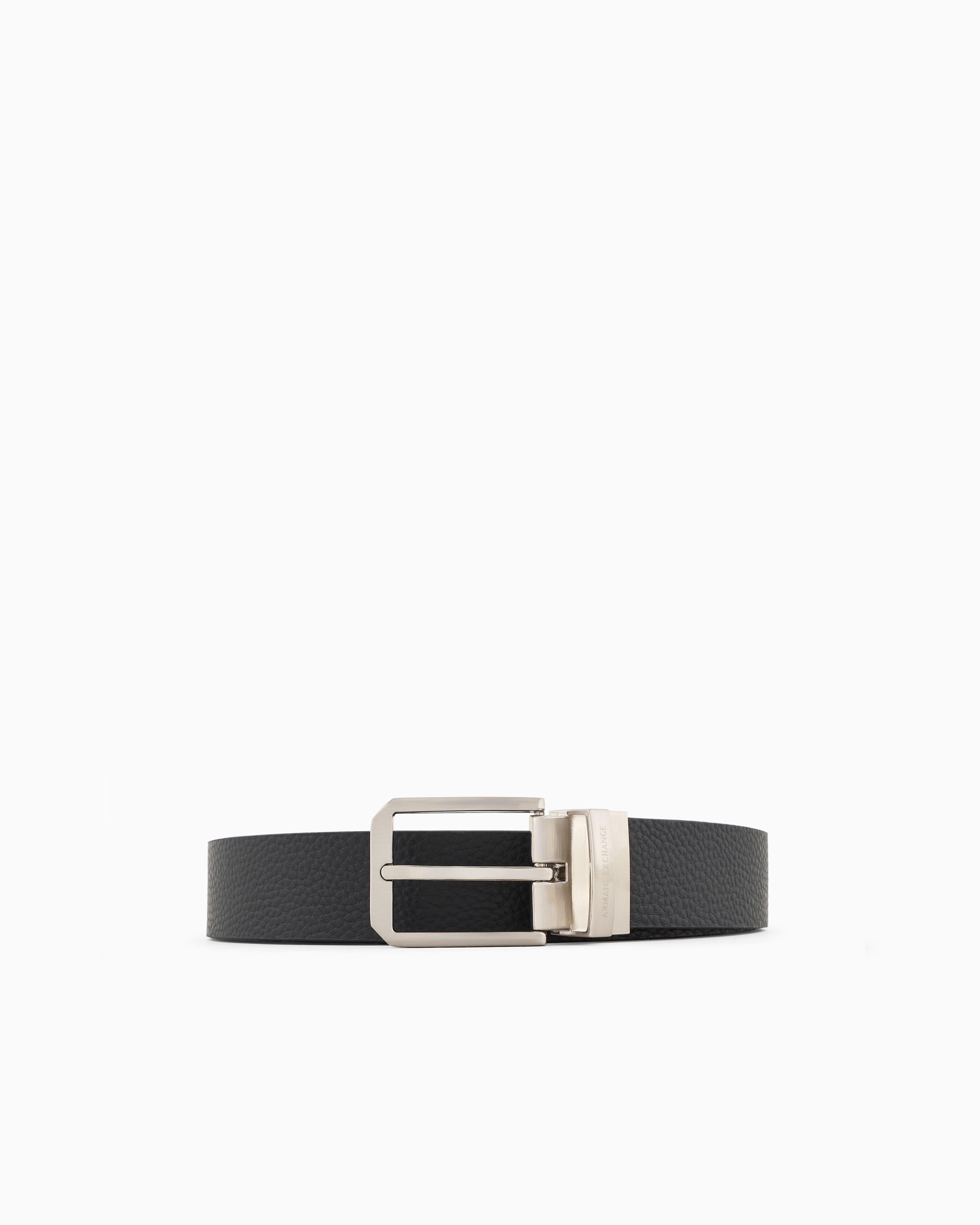 Armani Exchange Official Store Genuine Leather Belt In Black