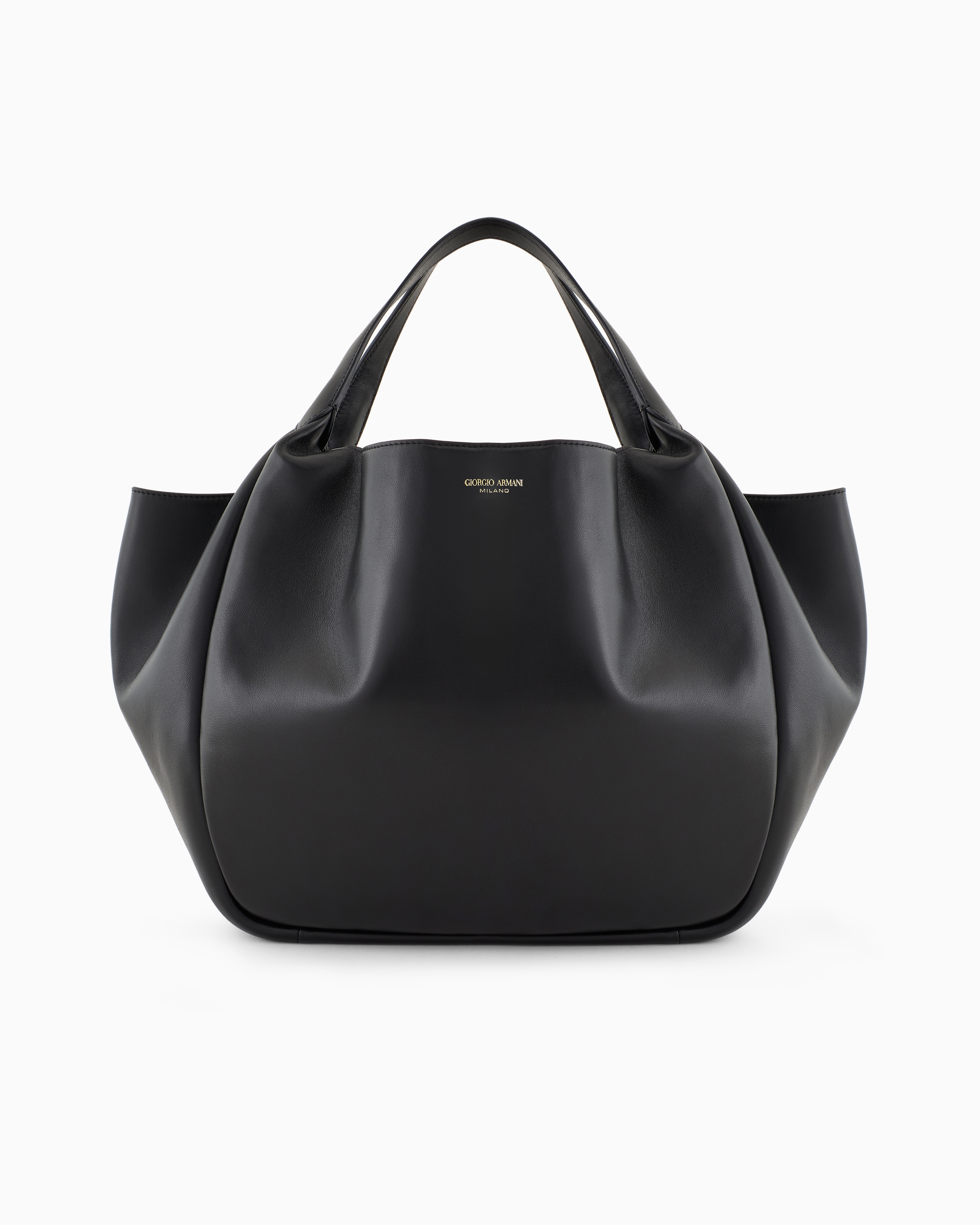 Giorgio Armani Official Store Grand Sac Hobo En Cuir Nappa In Noir