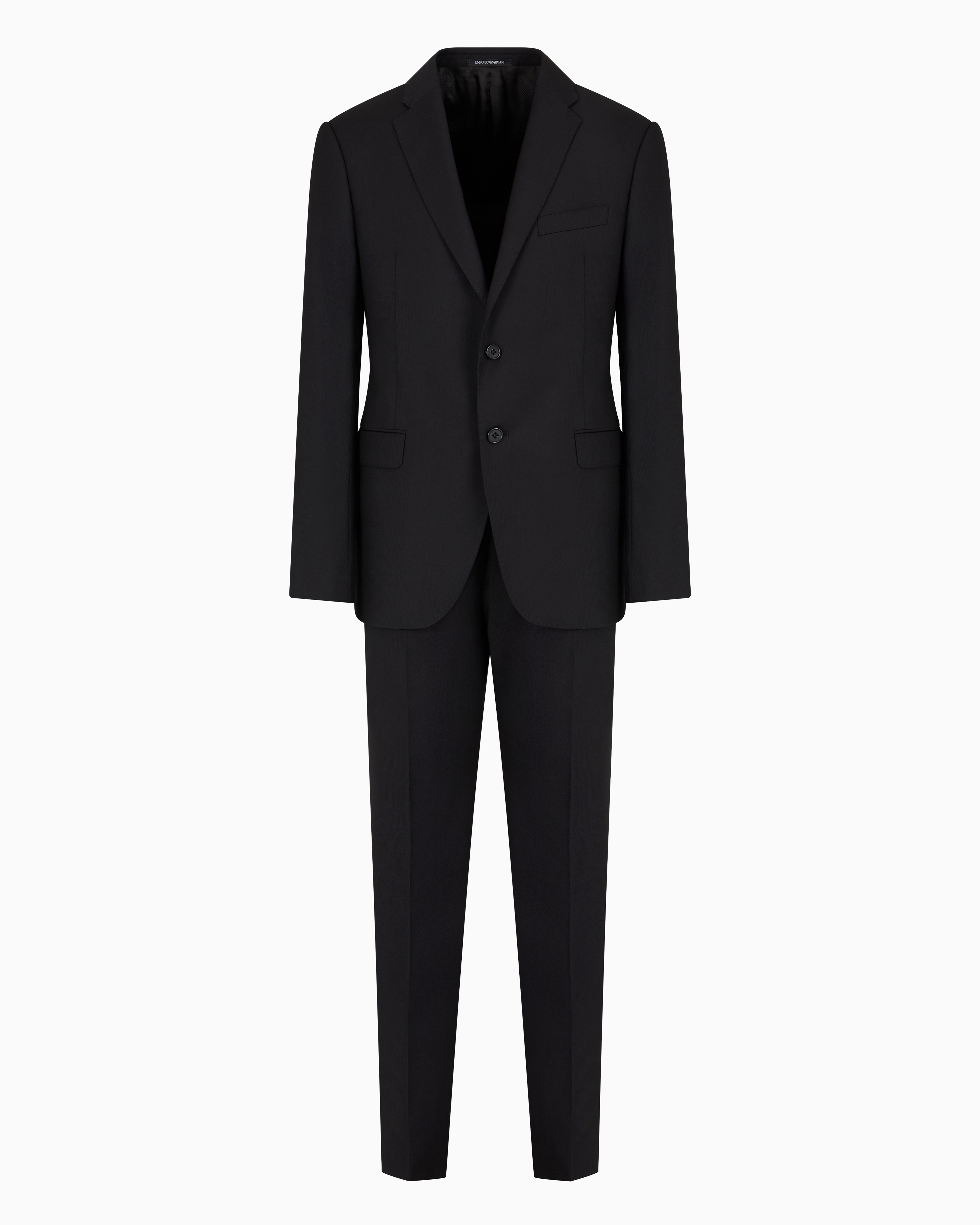 Shop Emporio Armani Slim-fit, Single-breasted Suit In Tone-on-tone Micro-striped Virgin Wool In Black