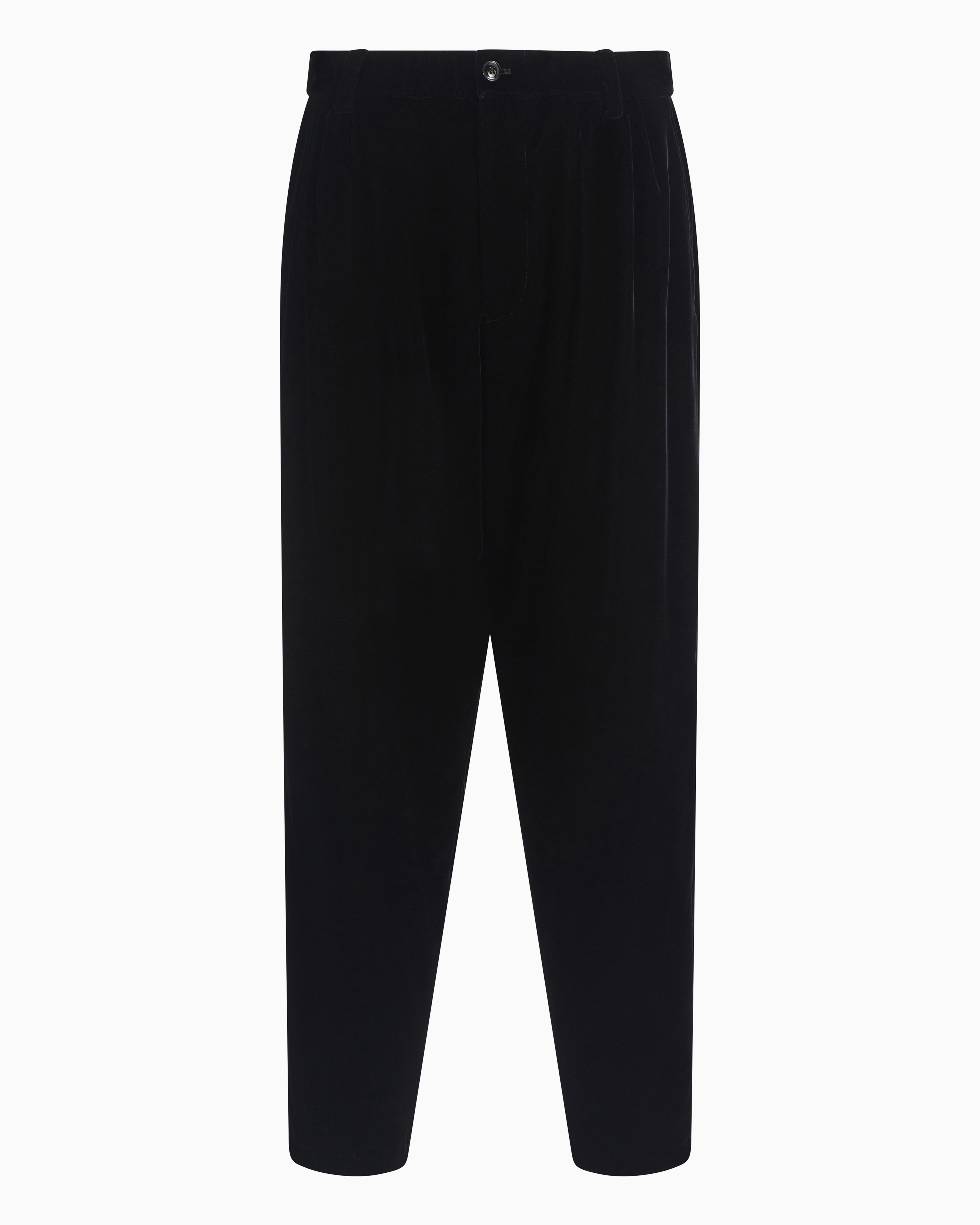Giorgio Armani Double-darted Velvet Trousers In Black