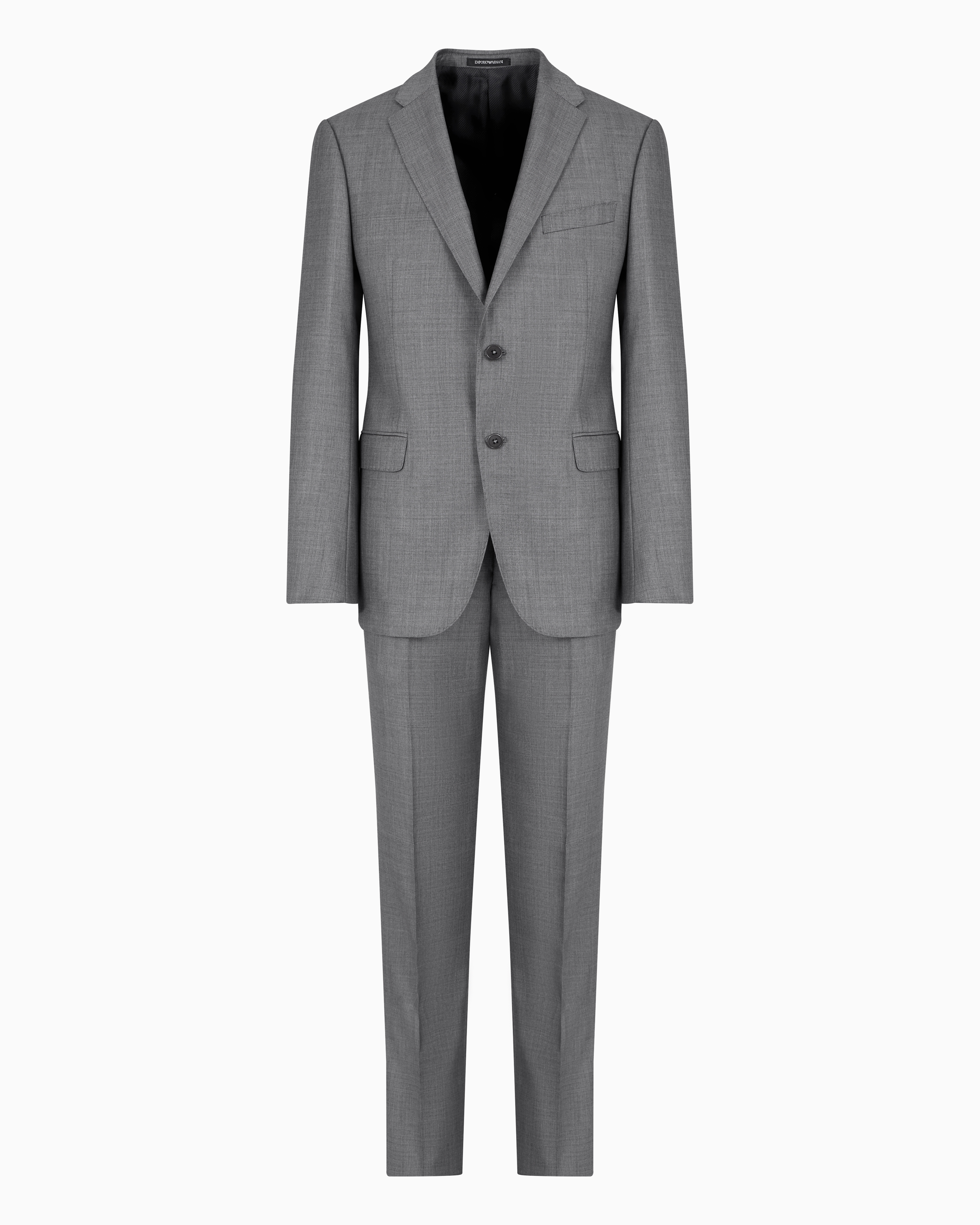 Emporio Armani Official Store Single-breasted Slim-fit Suit In A Silky-finish Grisaille In Gris Clair